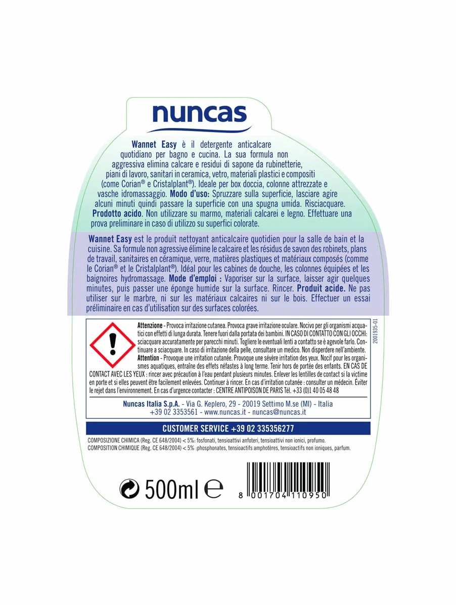 Nuncas Wannet Easy Detergente Anticalcare 500ml