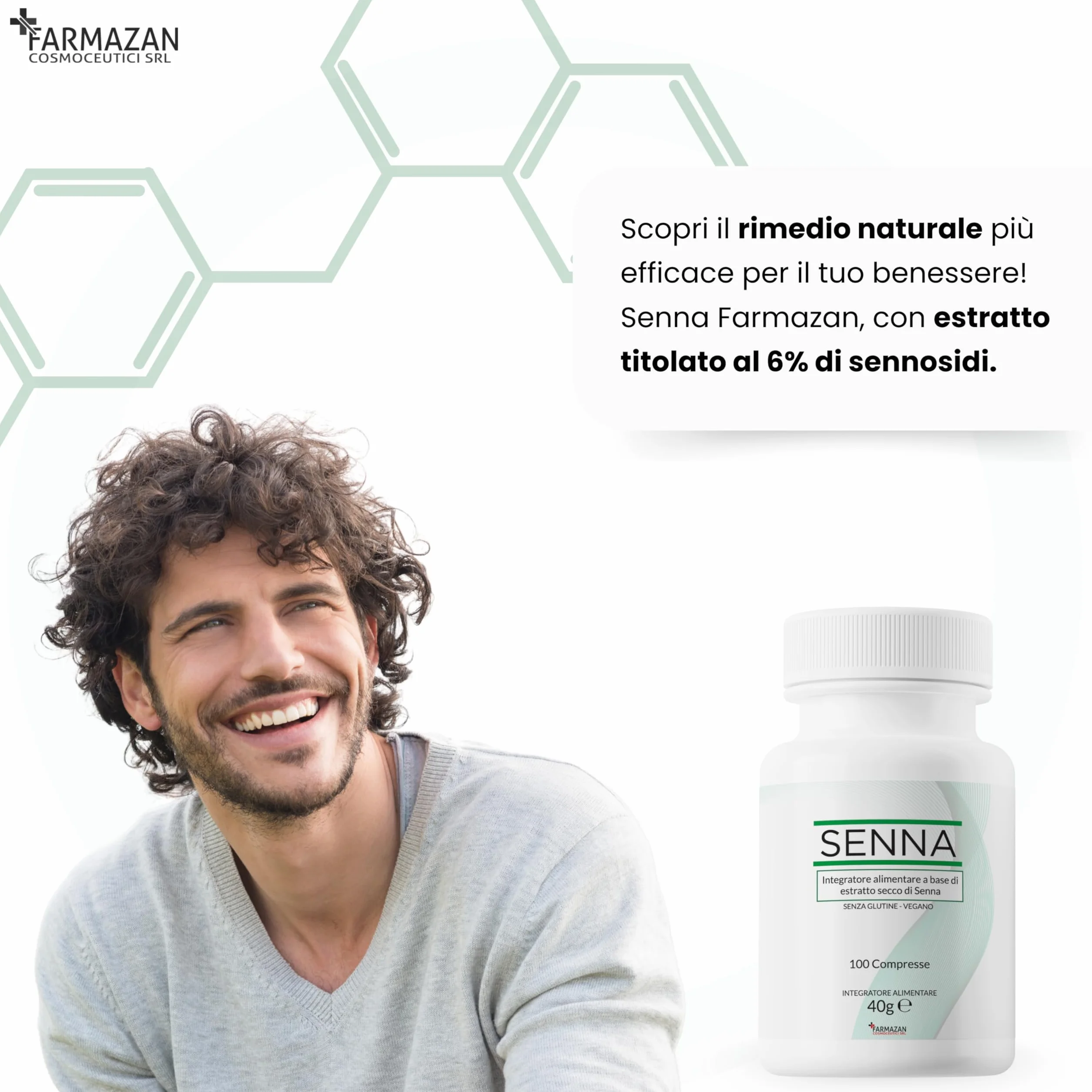 Farmazan Senna 100 Compresse 200mg Integratore Alimentare Regolarità Intestinale Senza Glutine