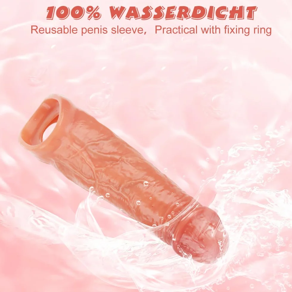 Guaina Pene, Prolunga PenE Indossabile Uomo con Anelli, 20cm/7,9inch Guaine E Prolunghe per Il Pene, Dildo Realistico In Silicone con Vene, Toys Sessuali