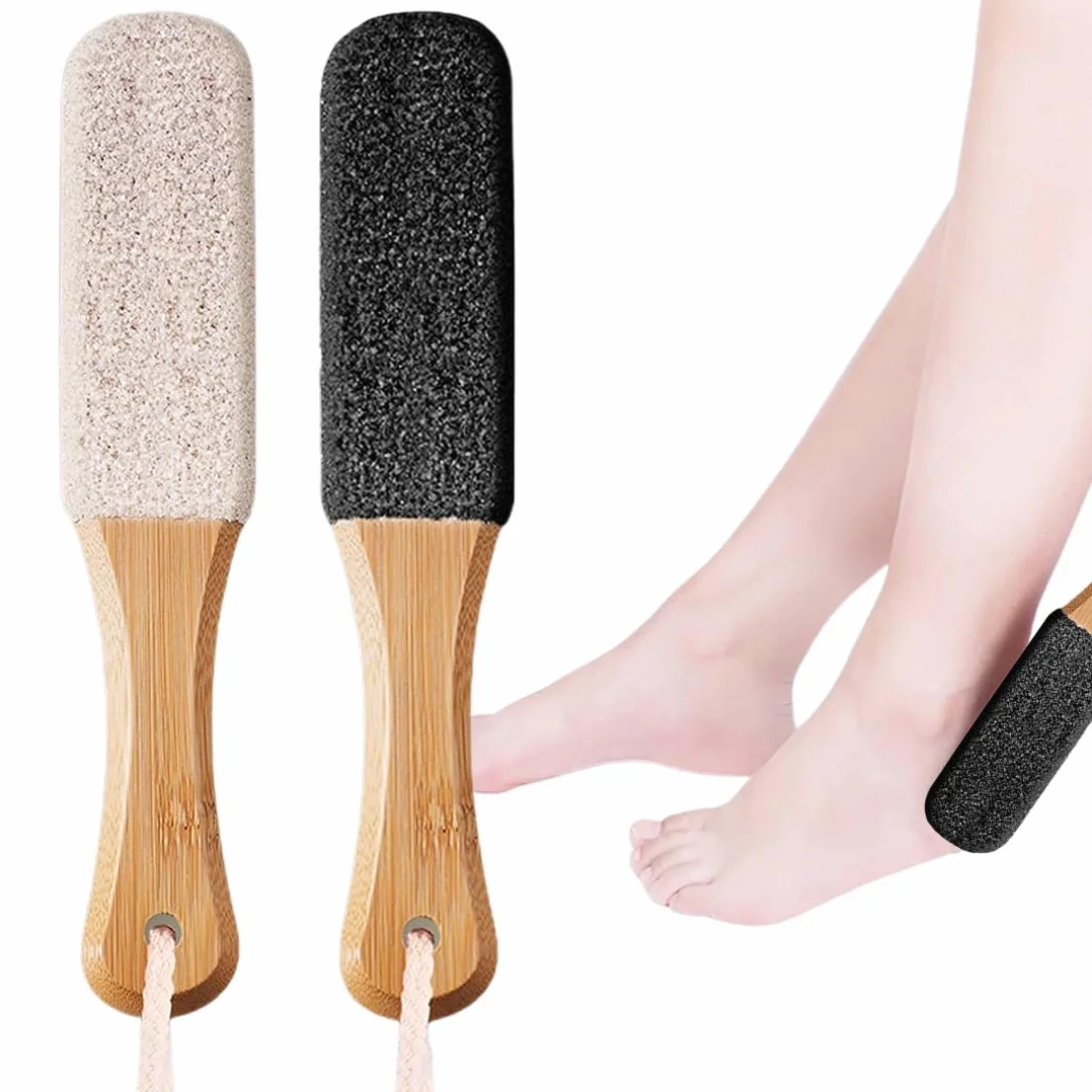 Pietra Pomice con Manico in Legno, Raspa Piedi Rimozione Pelle Dura, Lava Pedicure Tools per Piedi e Mani