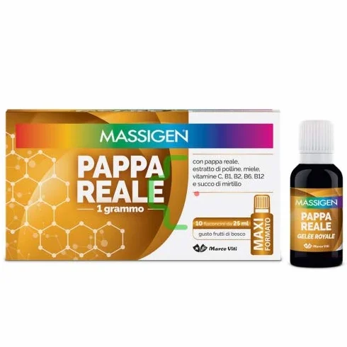 Massigen Pappa Reale 1 Grammo 10 Flaconcini 25 ml Frutti di Bosco