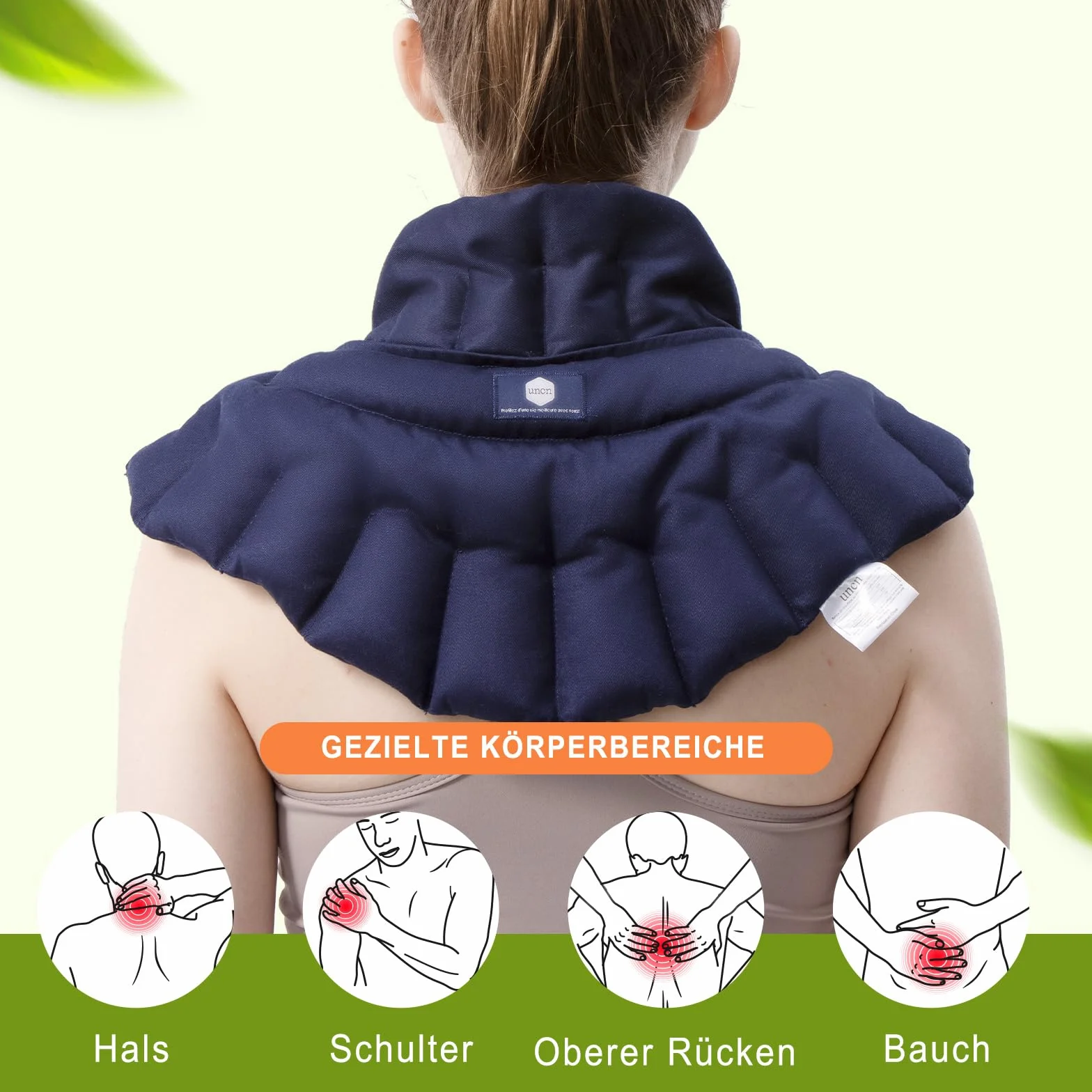 uncn Cuscino termico con noccioli di ciliegia, forno a microonde, collo, spalla, blu scuro, cuscino termico per pancia e schiena, cuscino con profumo
