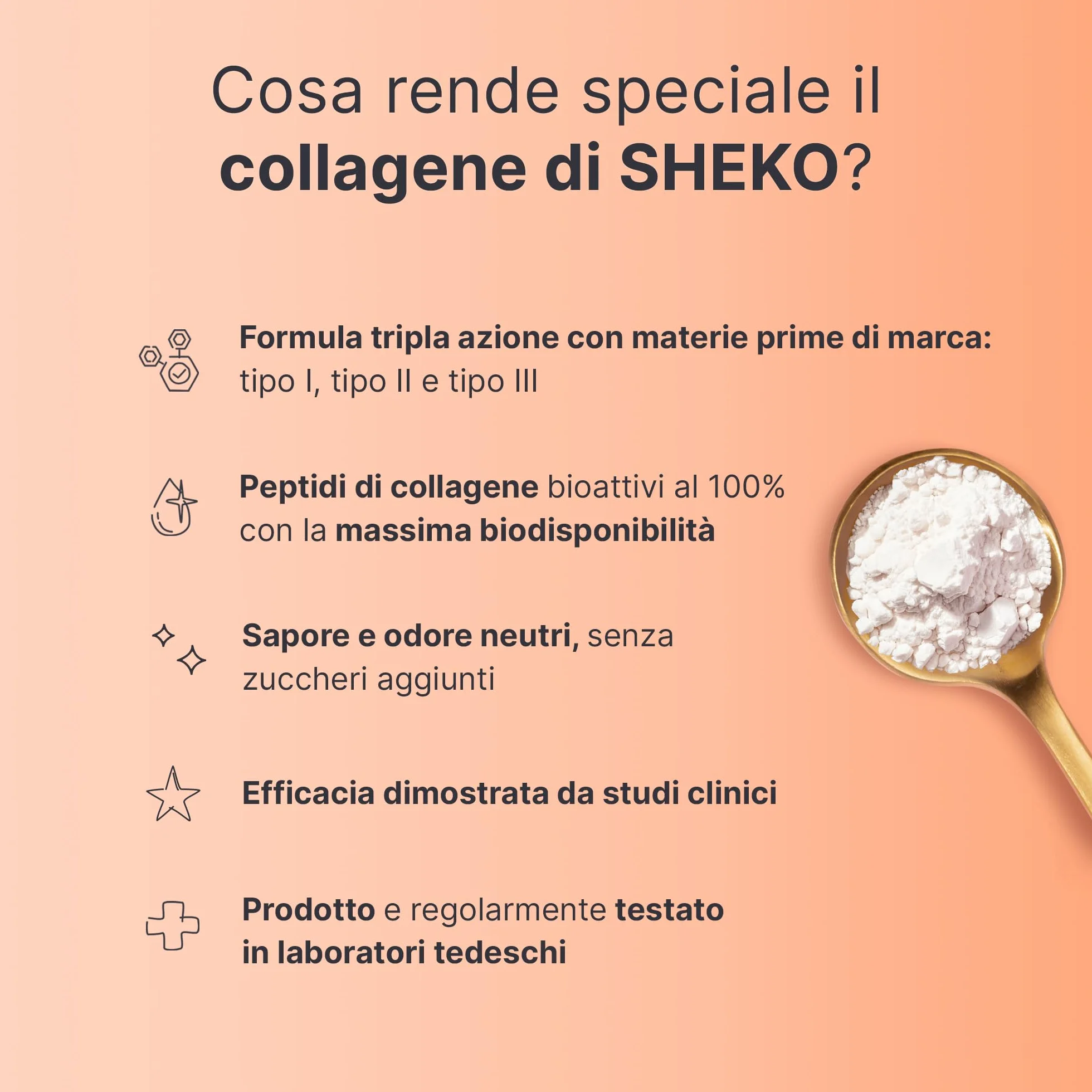 SHEKO Collagene Idrolizzato 450g - Natural Bioactive Collagen Powder - Peptidi di tipo 1, 2, 3