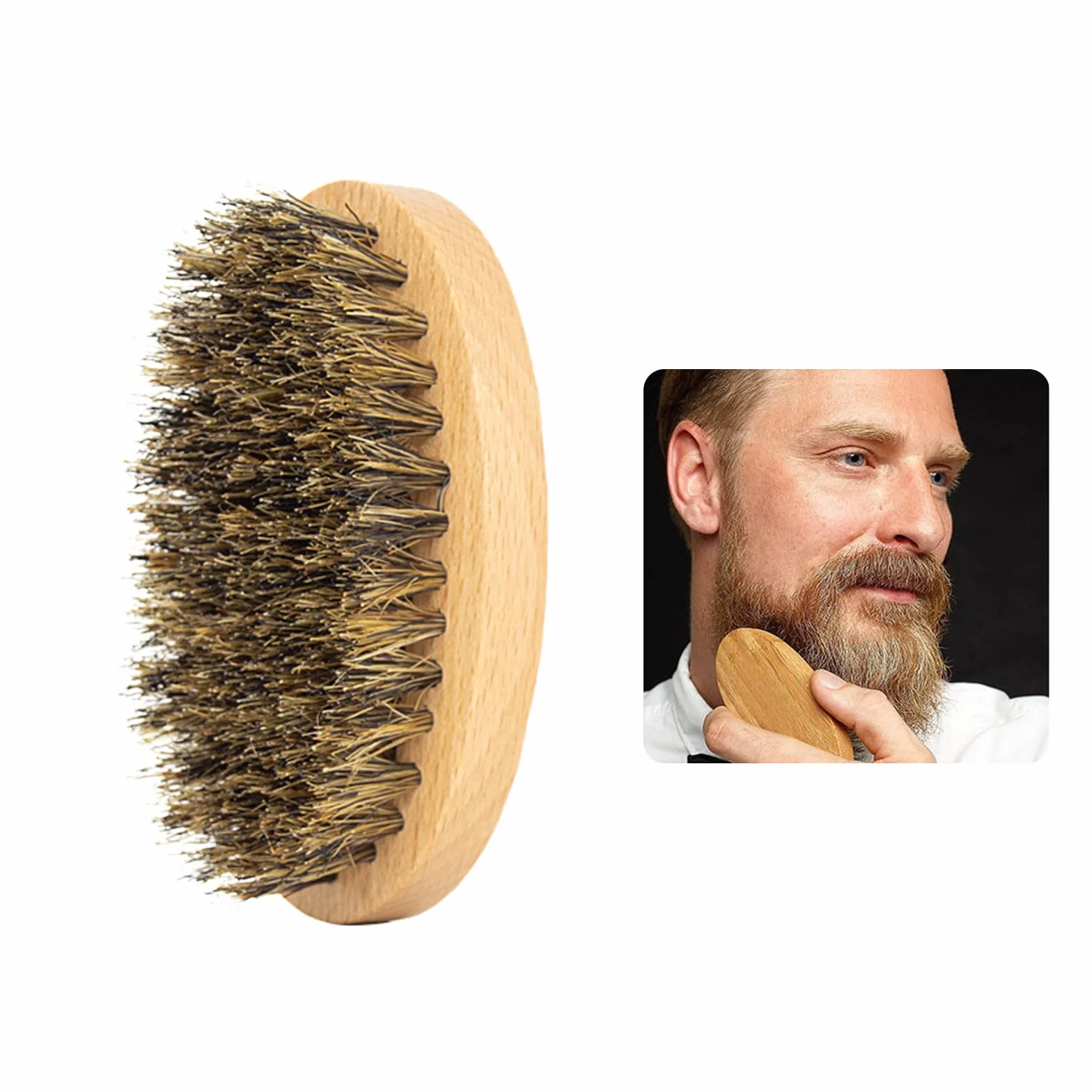 Spazzola Per Barba Da Viaggio - Piccola Con Setole Di Cinghiale Per Uomo, Spazzola Per Il Viso, Cura Professionale Della Barba, Per Tutti I Tipi Di Capelli