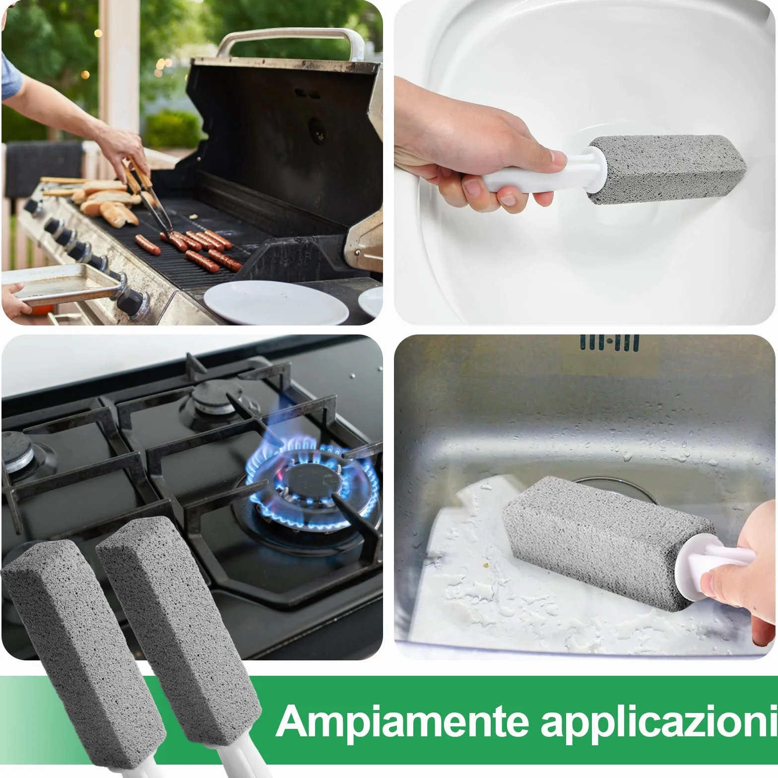Pietra Pomice con Manico per Pulizia WC - Detergente per Bagno, Cucina, Piscina