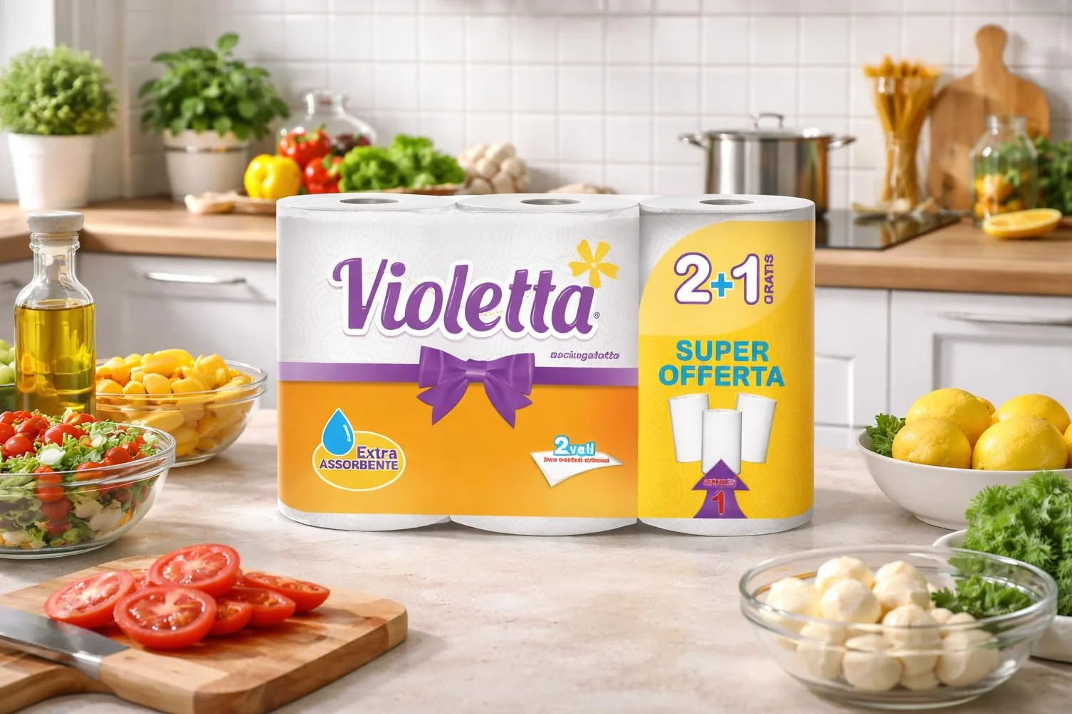Asciugatutto VIOLETTA 18 Rotoli 3x6 Confezioni 1.620 Strappi