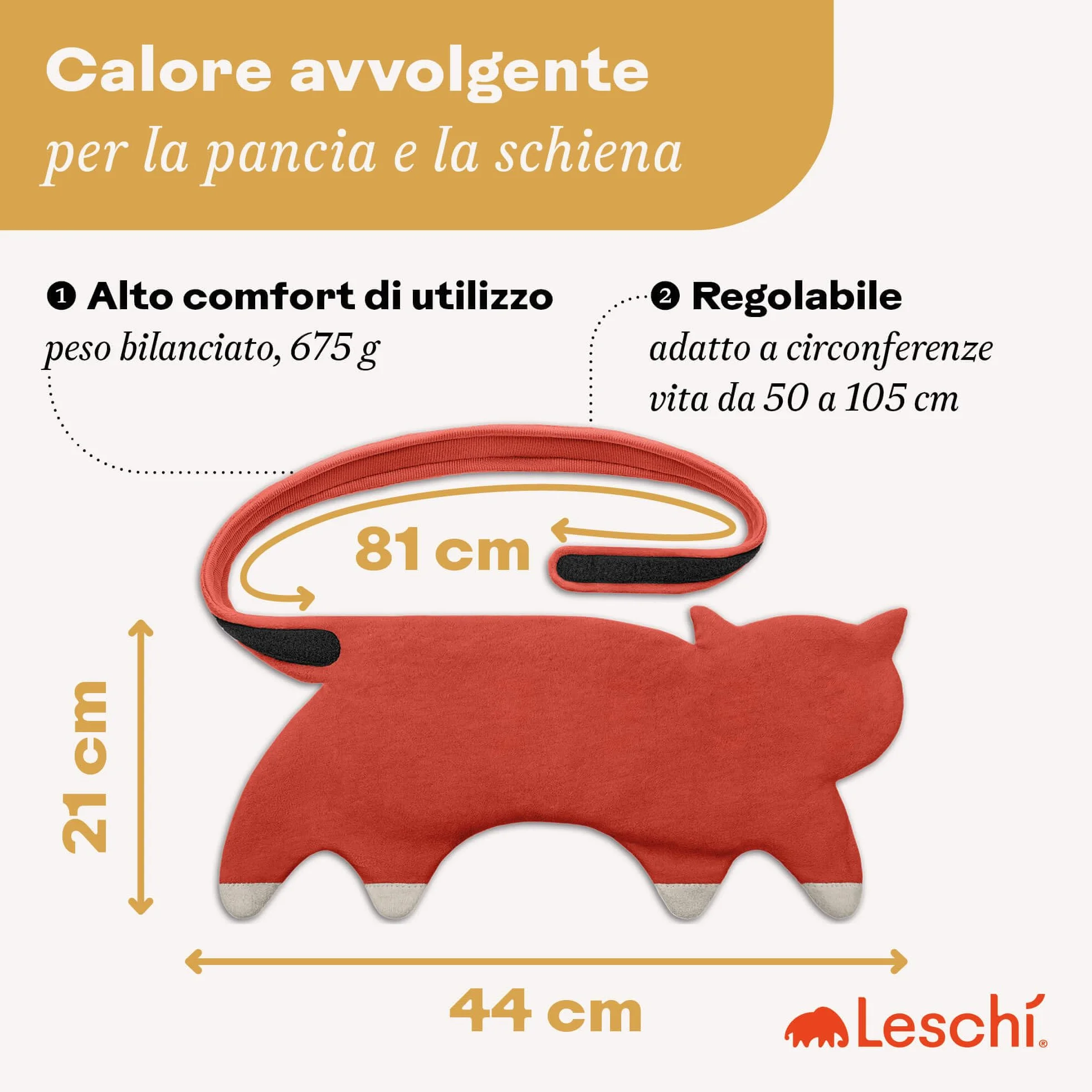 LESCHI Cuscino termico per microonde - In cotone bio con grano biologico - Cuscino riscaldante a 10 camere - Ideale per dolori mestruali, alla pancia, schiena e zona lombare - Gatto, rosso