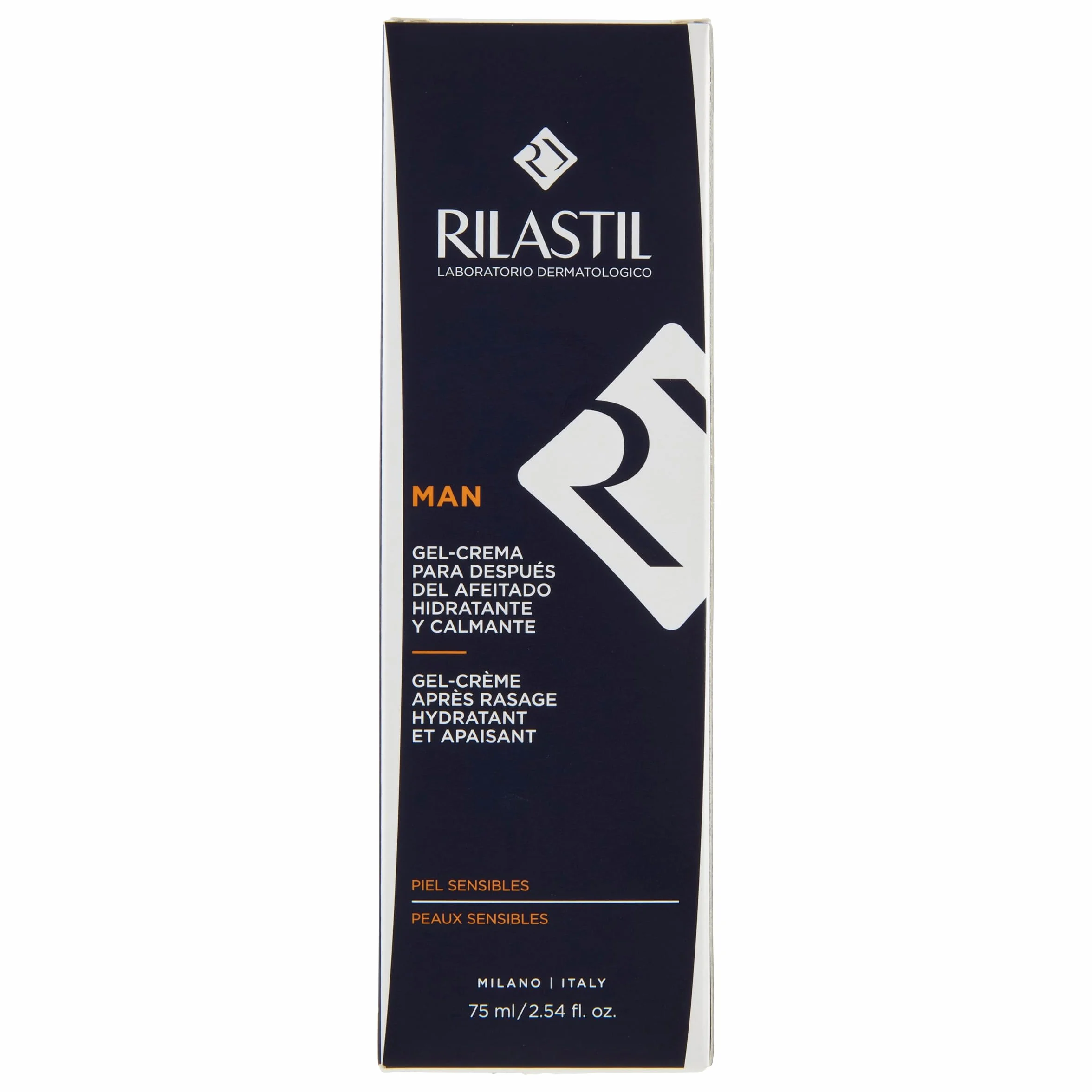 Rilastil Man Gel Crema Dopobarba, Trattamento Idratante e Riequilibrante, Pelli Sensibili, Normali e Miste, Riequilibrante e Lenitivo, con Acido Ialuronico, Confezione da 75ml
