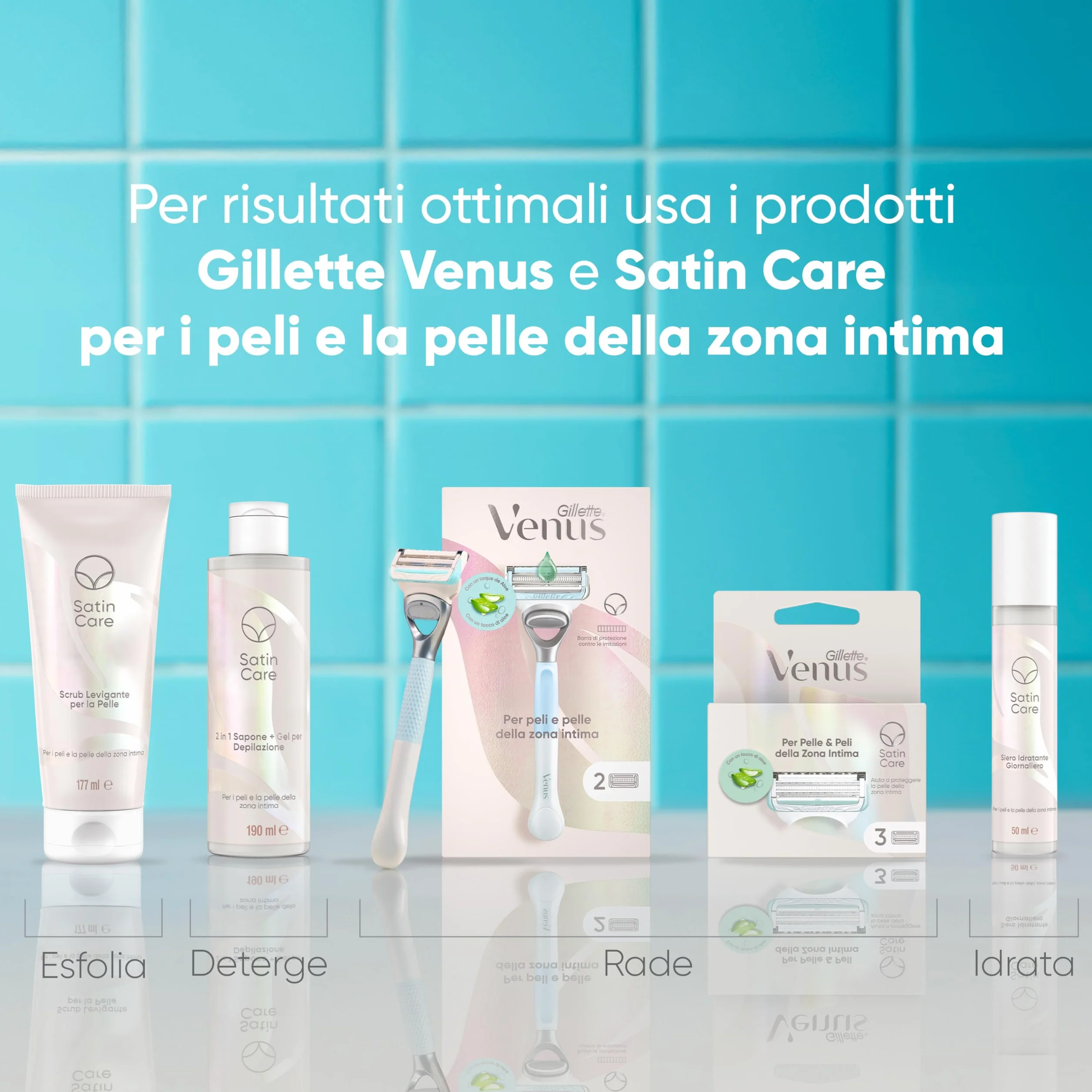 Satin Care Gel per Pulizia e Rasatura Donna, Sapone e Gel per Depilazione Donna 2 in 1, Per i Peli e la Pelle delle Zone Intime 190 ml