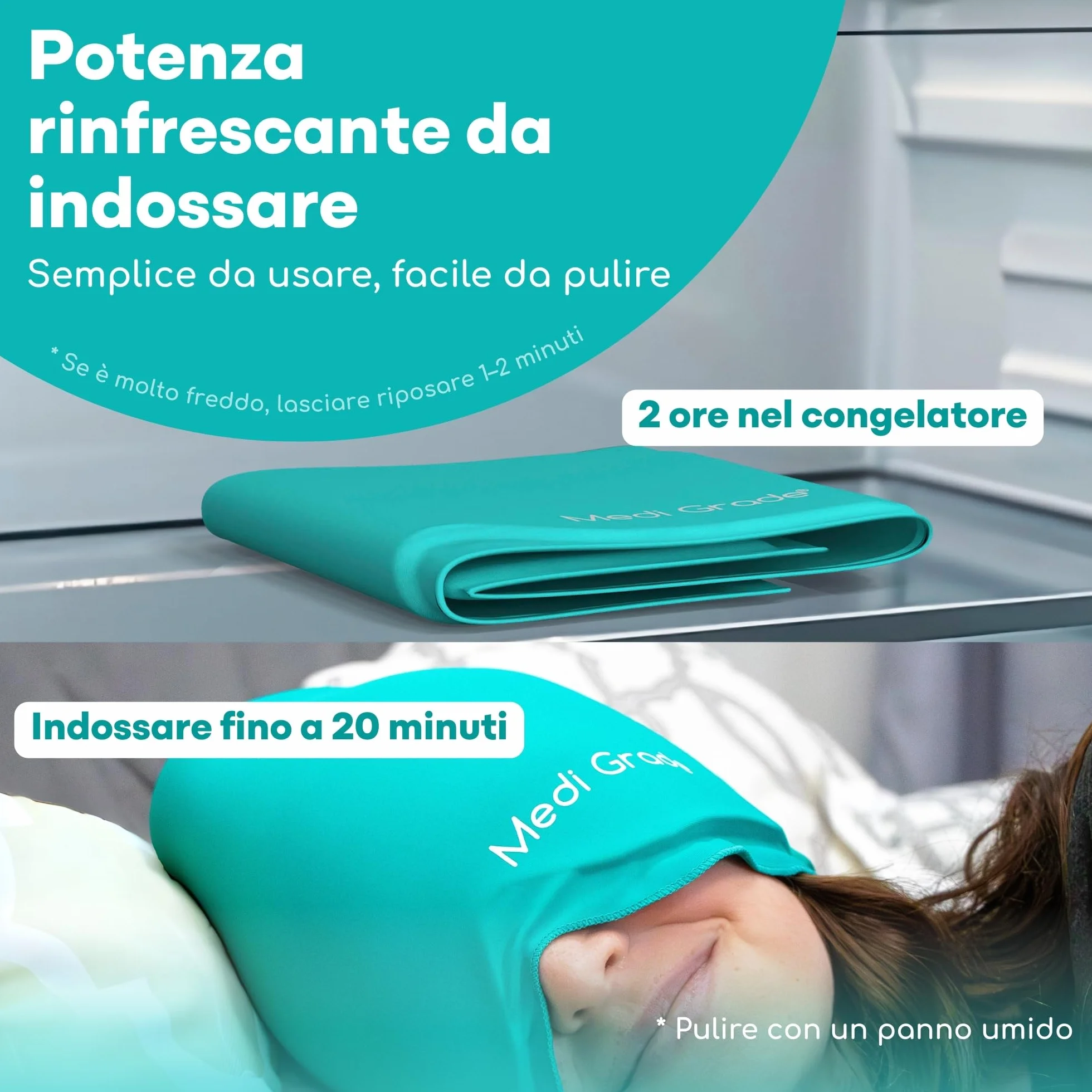 Medi Grade Cuffia in Gel per Emicrania Cappello Rinfrescante Terapia del Freddo Maschera Mal di Testa