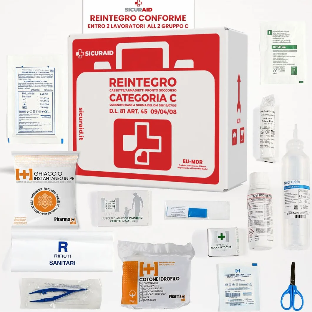SICURAID Kit di Reintegro Pronto Soccorso Allegato 2 Gruppo C Aziende 2 Dipendenti DM 388/2003