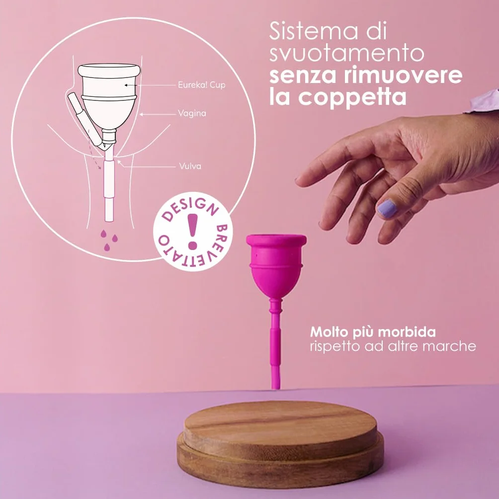 EUREKA! Cup Coppetta Mestruale Silicone Medico Svuotabile Senza Rimuoverla