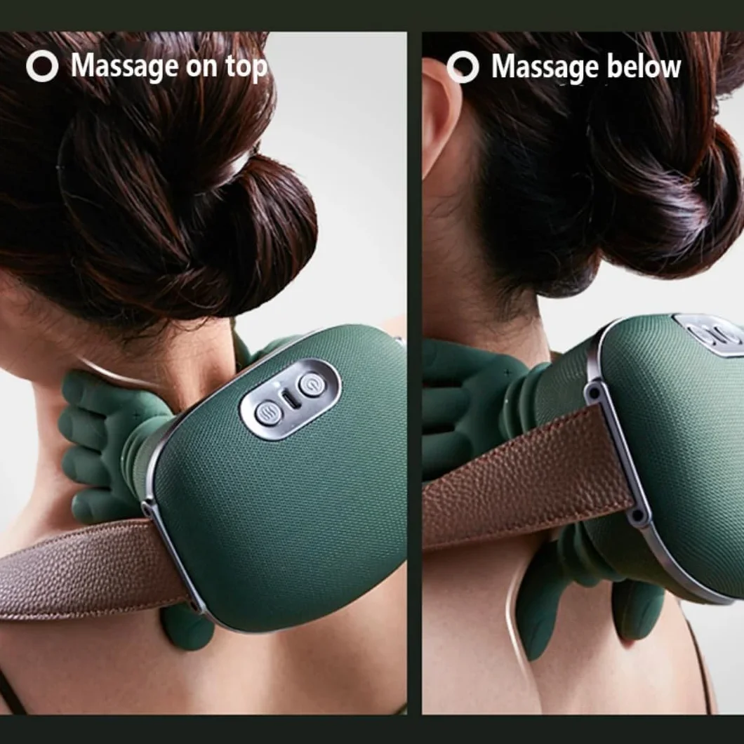 SQUADO Massaggiatore Cervicale Elettrico Shiatsu con Impastamento Profondo e Riscaldamento – Dispositivo Ricaricabile USB per Massaggio di Collo e Spalle, Portatile per Casa e Ufficio