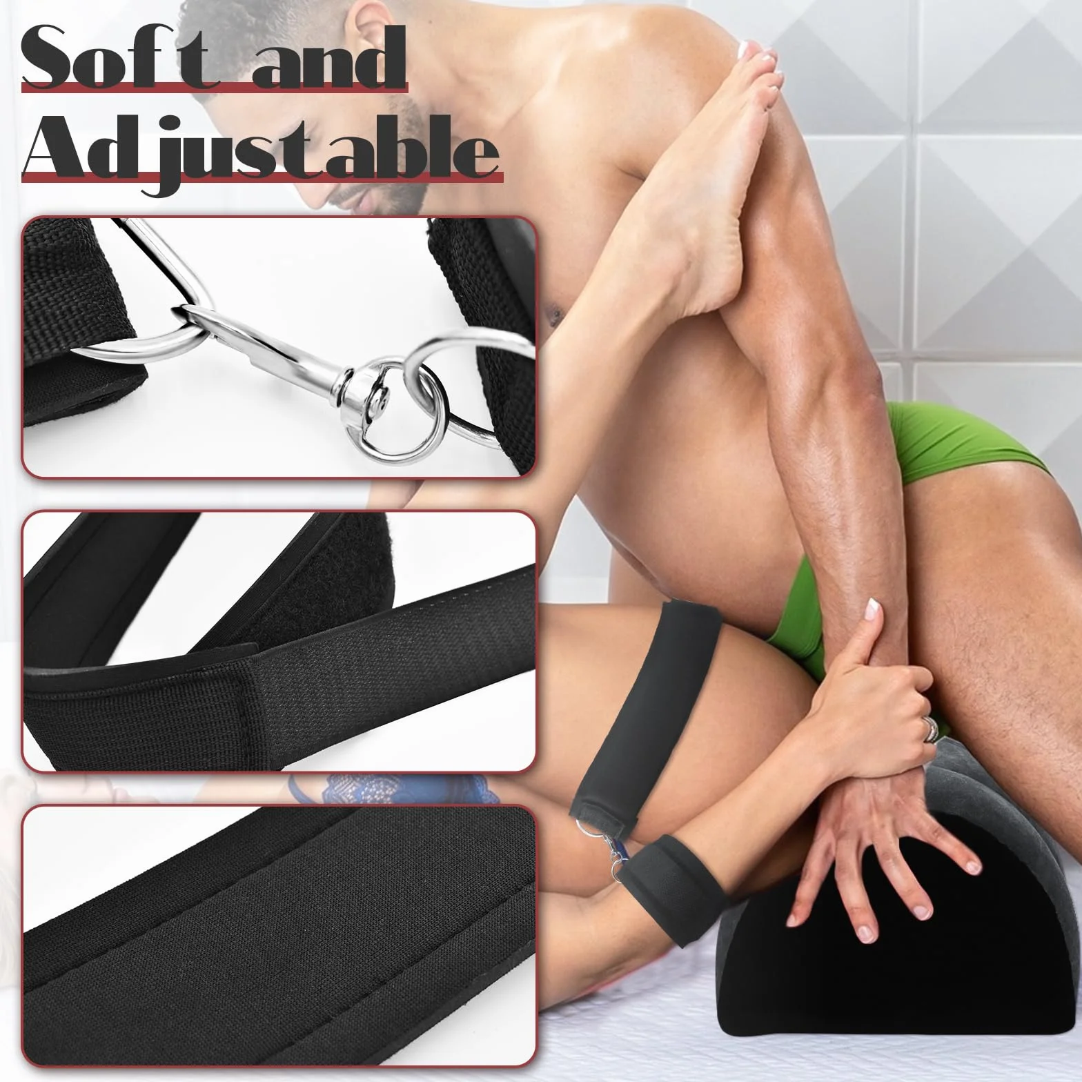 Sesso Cuscino Lombare Bondage Manette - Erotico BDSM Giochi Cuscino Gonfiabile per Posizioni Sesso, Manette Cavigliere Set di Bondage Arredamento Erotico Giocattolo Sesso per Coppie (Nero)