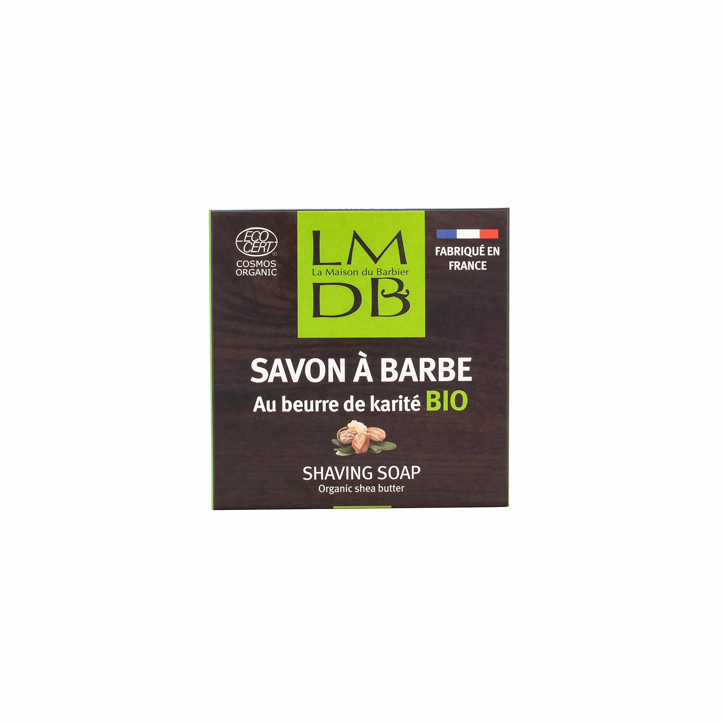 Sapone per barba al burro di karité biologico Ecocert Cosmos Organic - 99% naturale, 79% biologico - Fabbricazione francese - 80 g