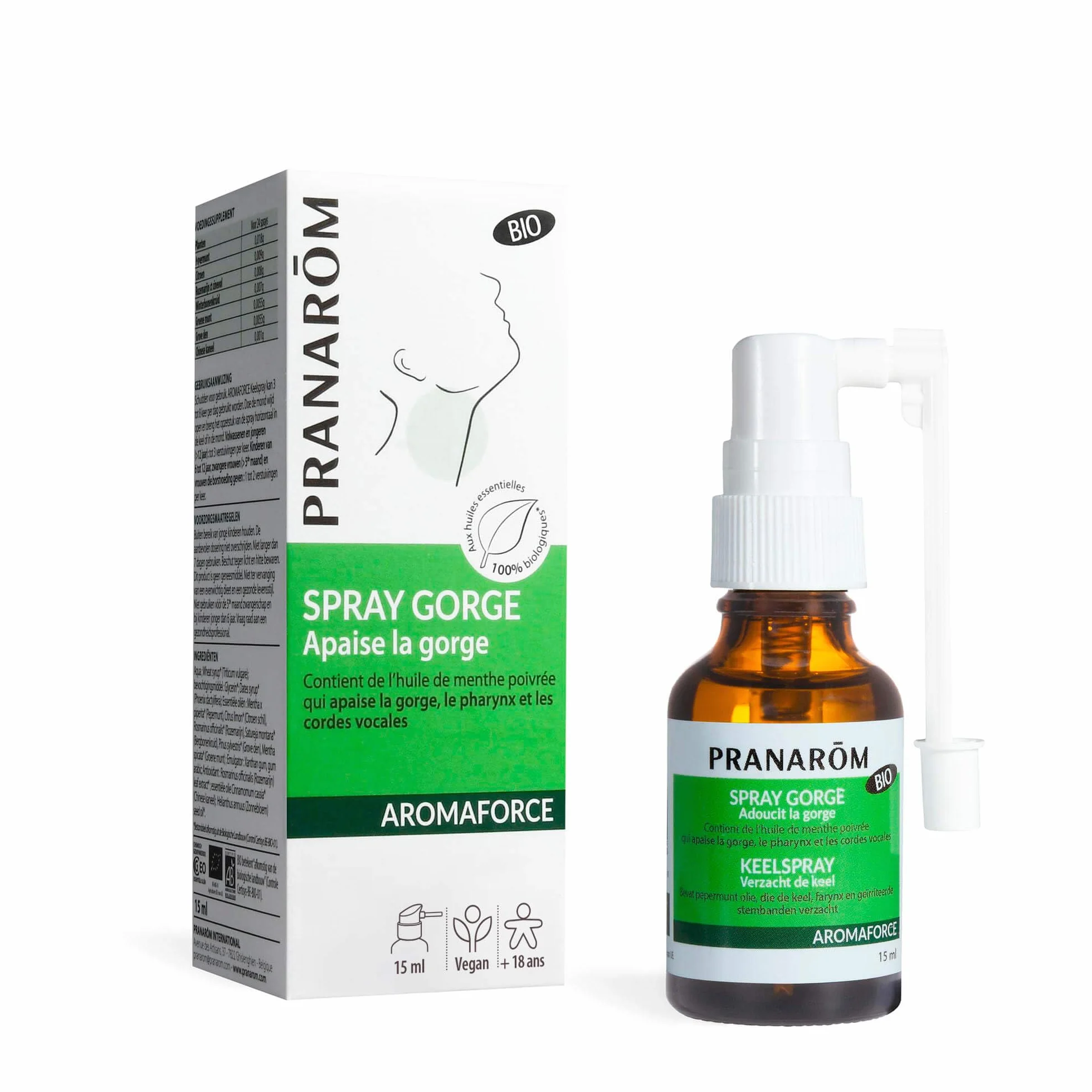 Aromaforce Spray Gorge Action 3 in 1 con oli essenziali menta piperita 15 ml