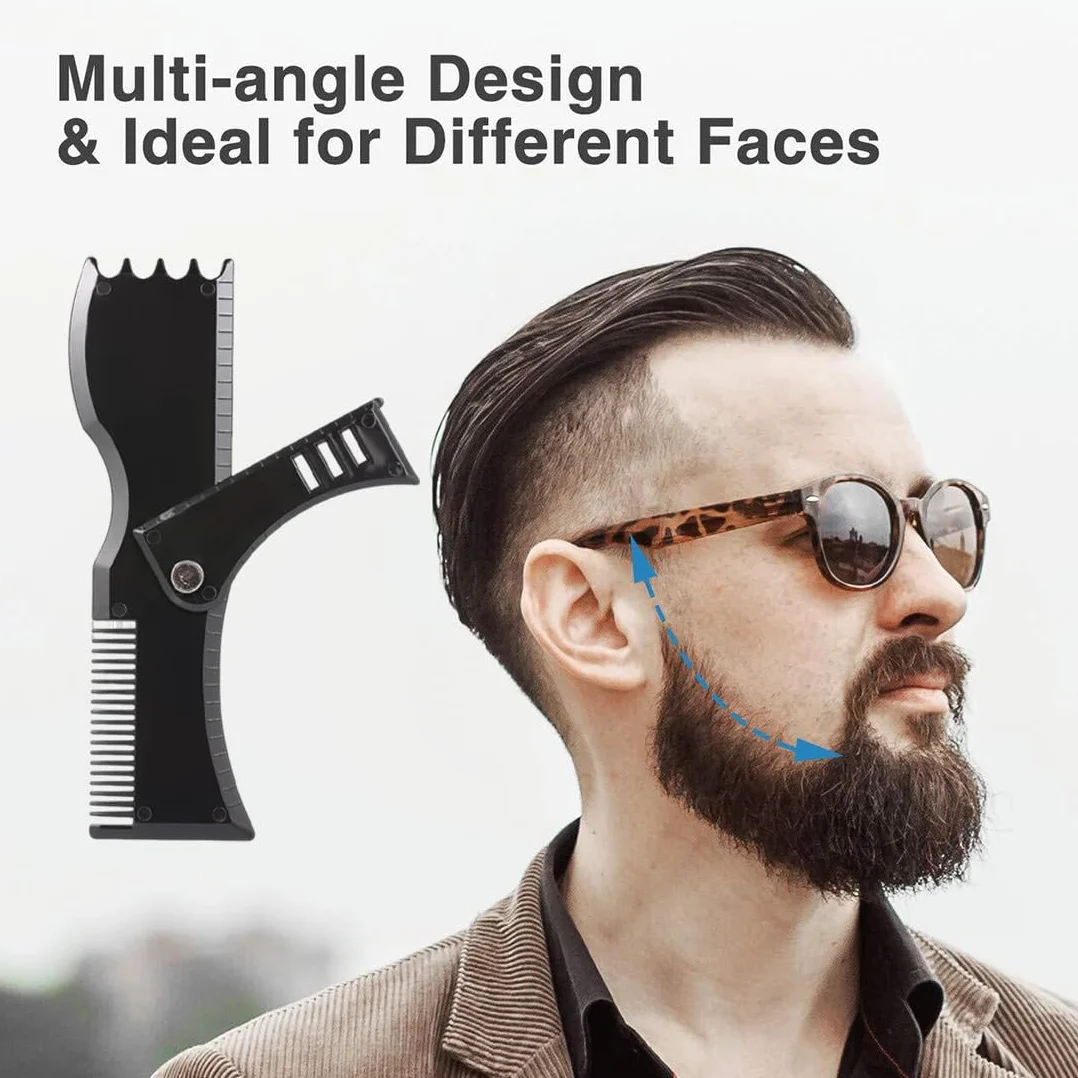 Pettine Stencil Barba 2 Pezzi, Sagome Per Barba Uomo, Styling Tool Rasatura