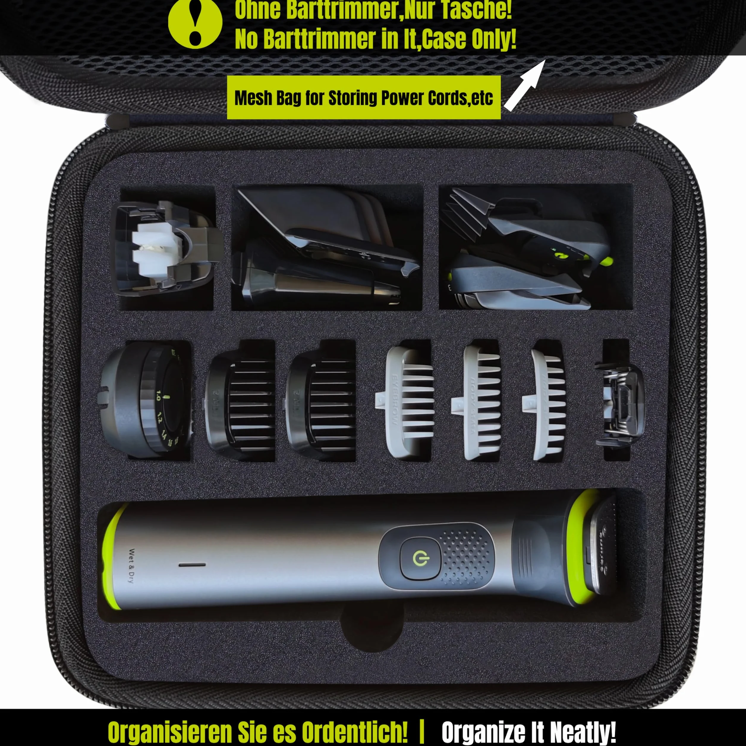 Custodia compatibile con Philips Rifinitore All-in-one Multigroom Serie 7000,Modello MG7962/30 MG7930/15 MG7950/15,per Barba,Capelli e Corpo,Custodia da Viaggio Rigida Impermeabile(Solo Custodia)
