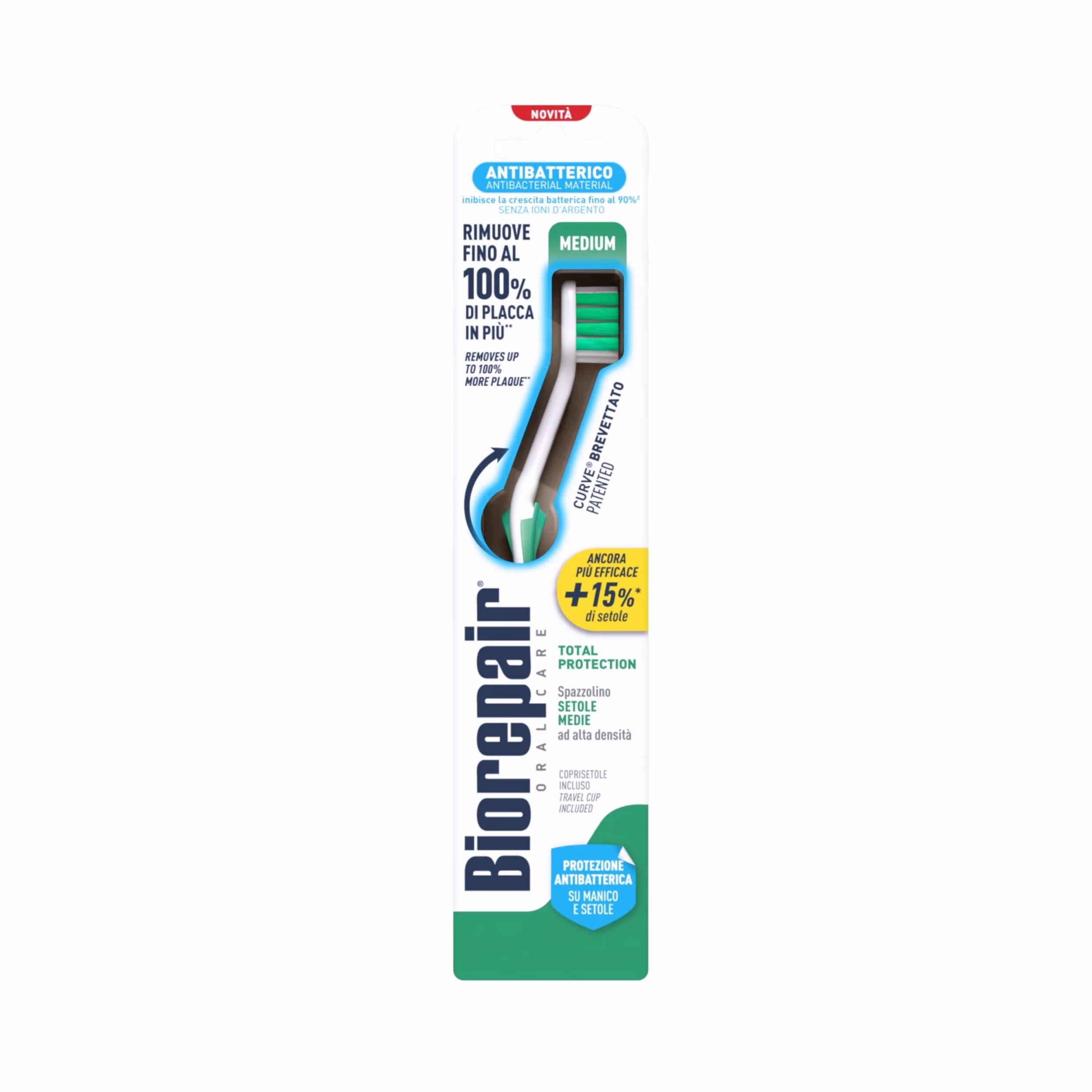 Biorepair Spazzolino MEDIUM Total Protection Setole Medie Ad Alta Densità Antibatterica