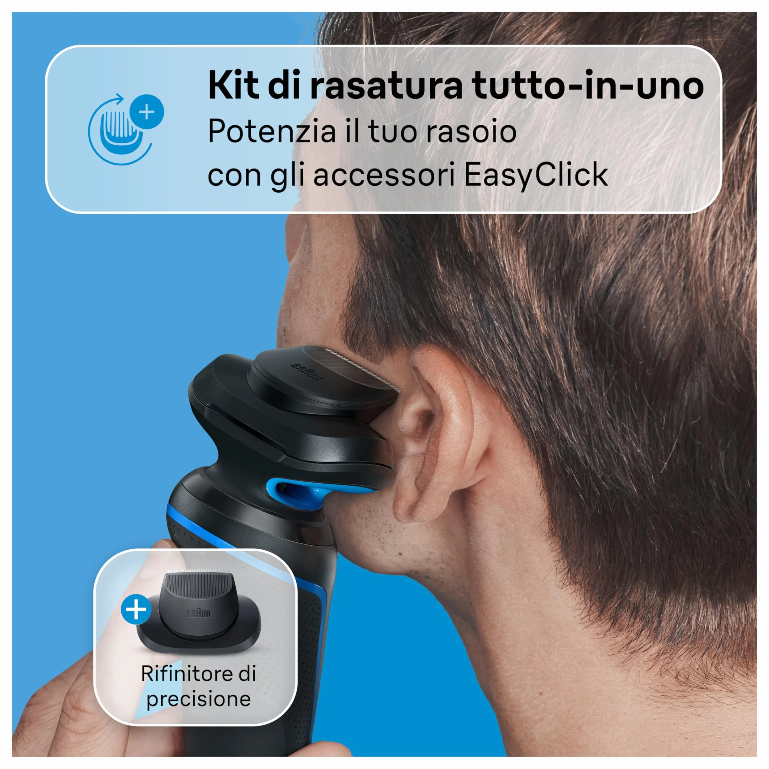 Braun Series 5 Regolabarba Uomo Rasoio Elettrico Barba Wet&Dry Ricaricabile Razor 51-B1200s Blu