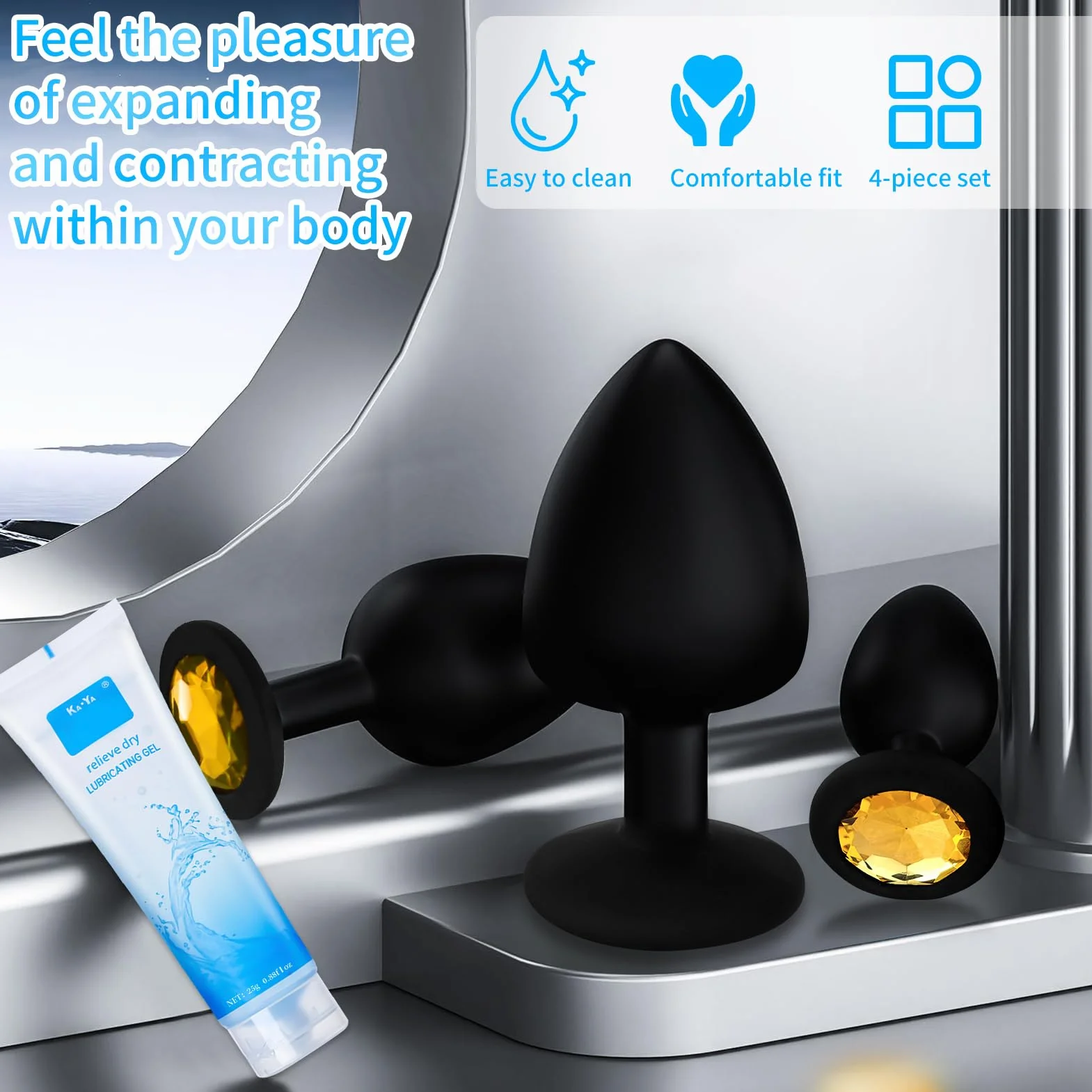 Plug anale # per donne e uomini, set di plug anali con lubrificante, plug anali in silicone, grandi, medi e piccoli, per principianti, donne, uomini e coppie