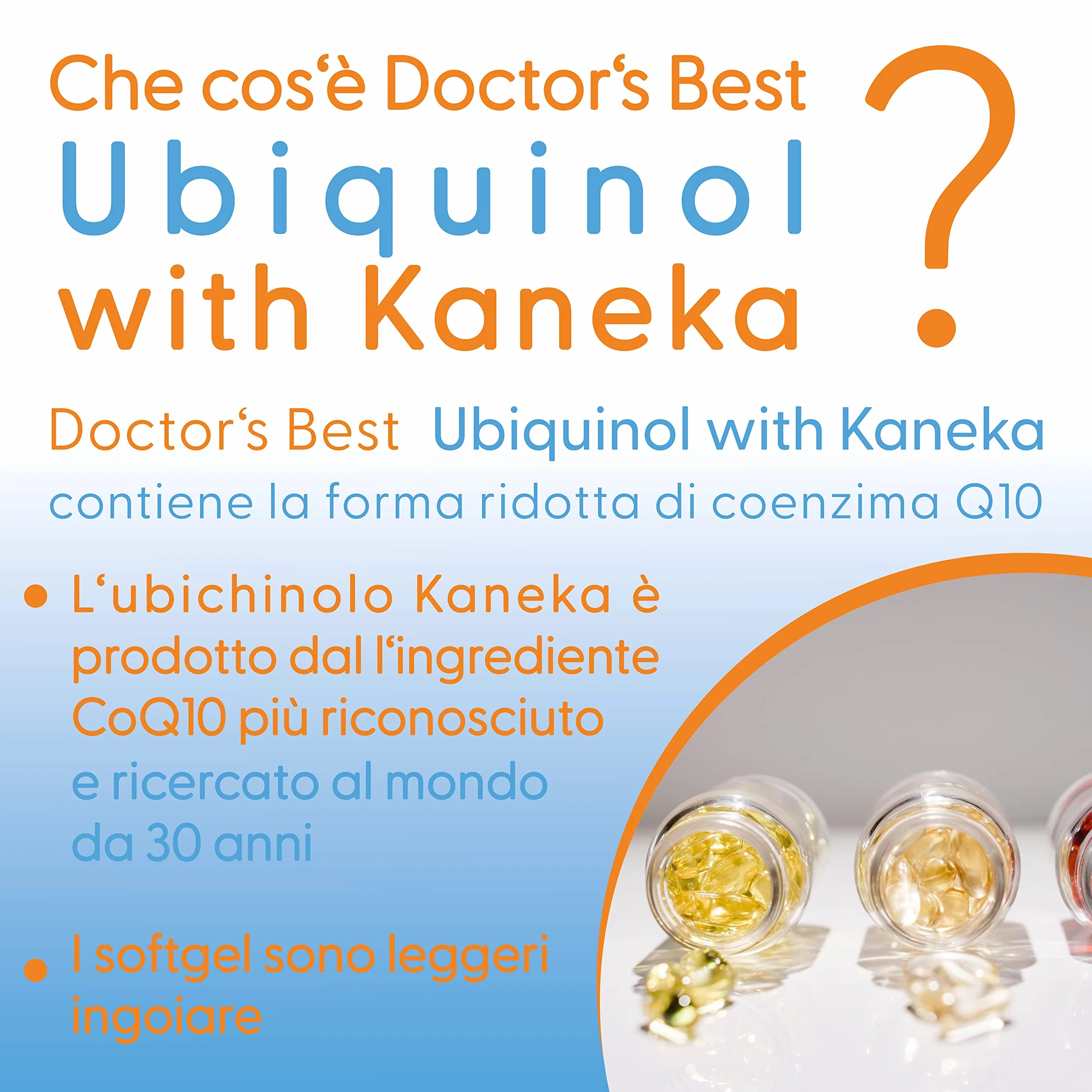 Doctor's Best, Ubiquinol with Kaneka, Coenzima Q10, 100mg, 60 Capsule morbide, Altamente Dosato, Testato in Laboratorio, Senza Soia, Senza Glutine, Non-GMO, Vegetale