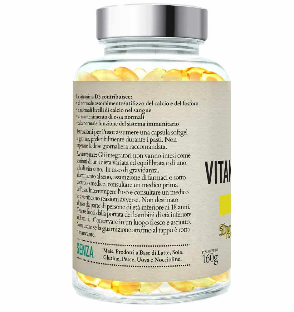 Rite-Flex, Integratore di Vitamina D3 2000 UI (365 Capsule Soft gel)