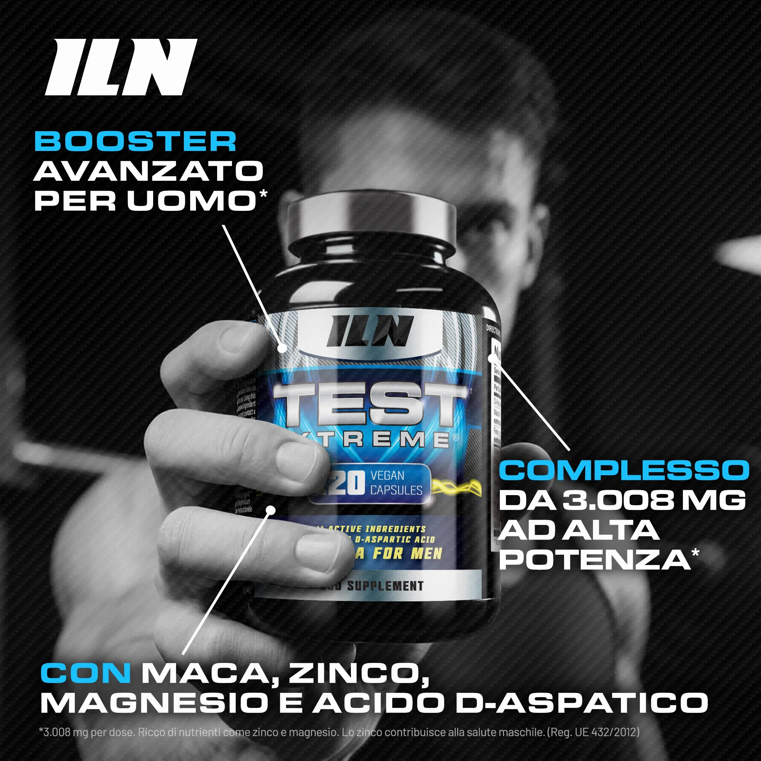 Test Xtreme Booster per Uomo – Integratore Uomo Avanzata con Acido D-Aspatico, Zinco e Magnesio – 120 Capsule Vegane