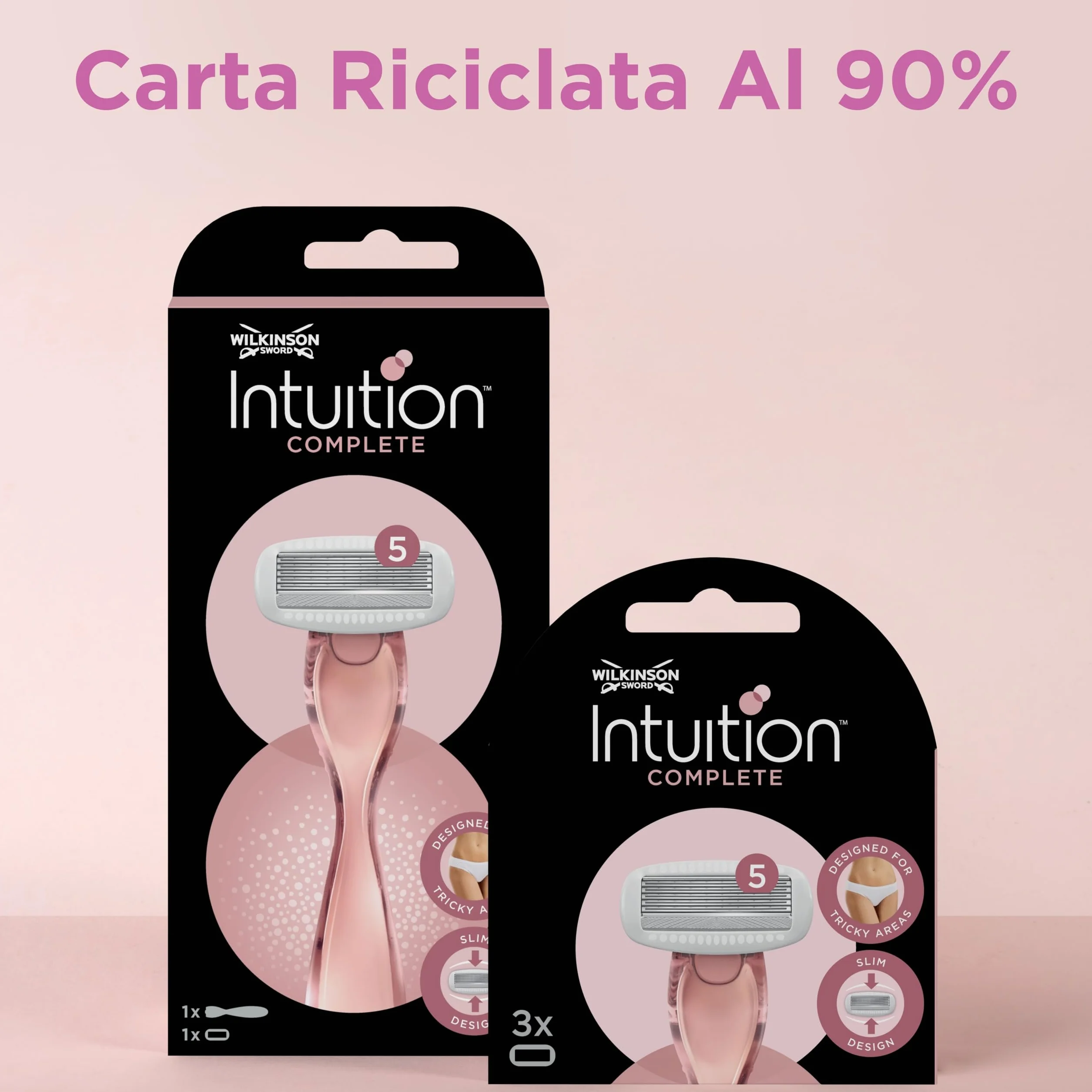 Wilkinson Sword - Intuition Complete XXL Pack - Rasoi per donna - Confezione XXL con 1 rasoio + 6 lame di ricarica - Contiene gel Skin Protect