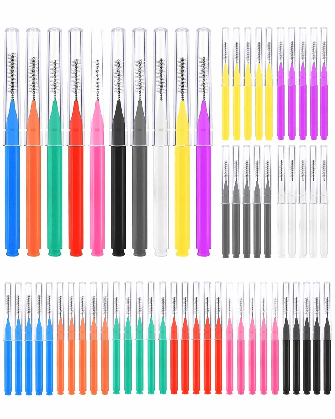 50 Pezzi Scovolini Interdentali,Scovolino per Pulizia Denti con Coperchio per Apparecchi Dentali,Scovolino Denti Morbido per Pulizia Interdentale,L'Igiene Orale(10 Colori)