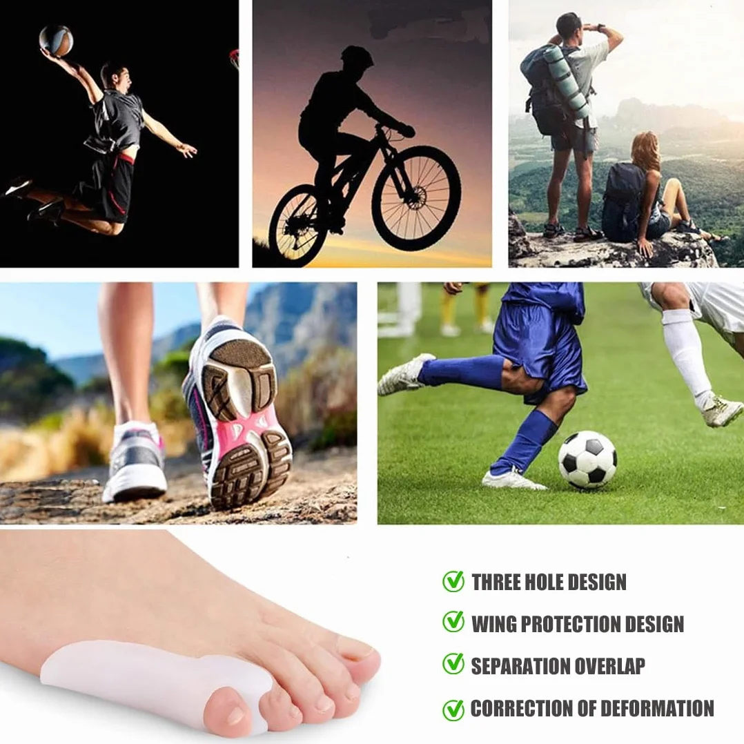 Alluce Valgo Correttore, Protezione Piccolo Dita, Separatore Dita Piede in Silicone per Camminare, Correre e Danza