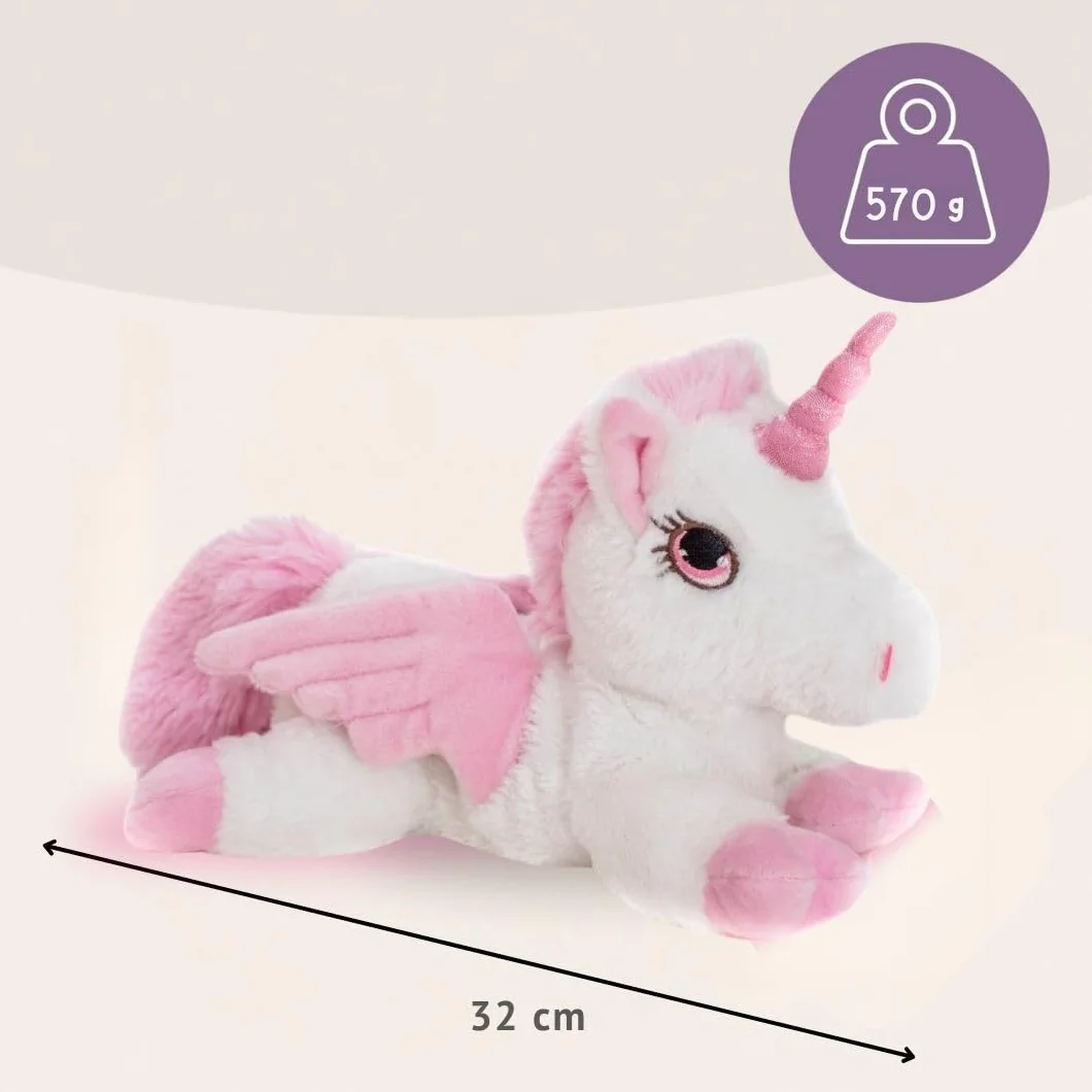 Habibi Plush Premium – 1931 Pegasus con corno glitterato, con cuscino a grani estraibili – Cuscino termico per riscaldare nel forno a microonde