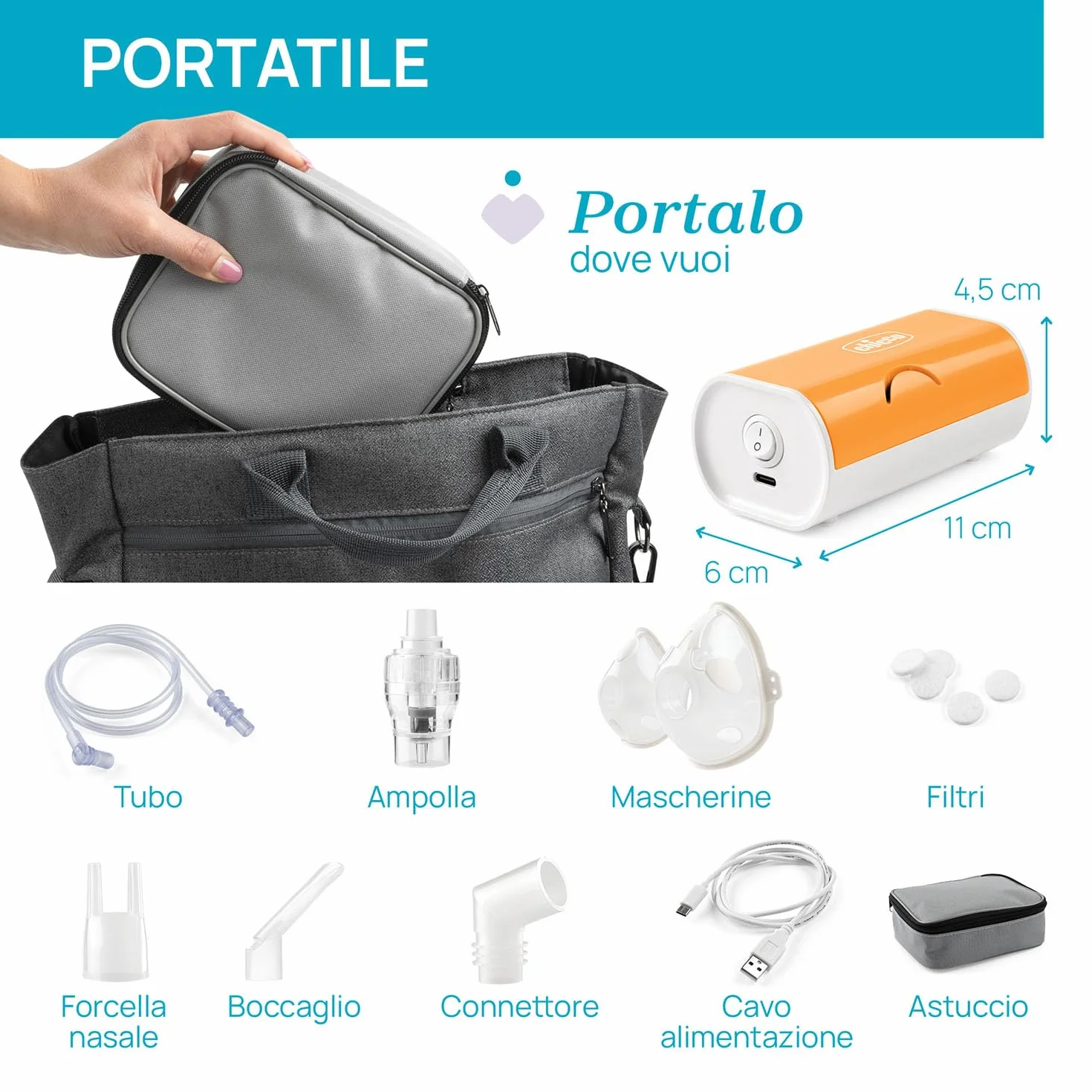 Chicco Nebulizzatore a Micropistone Portatile Silenzioso per Bambini e Adulti