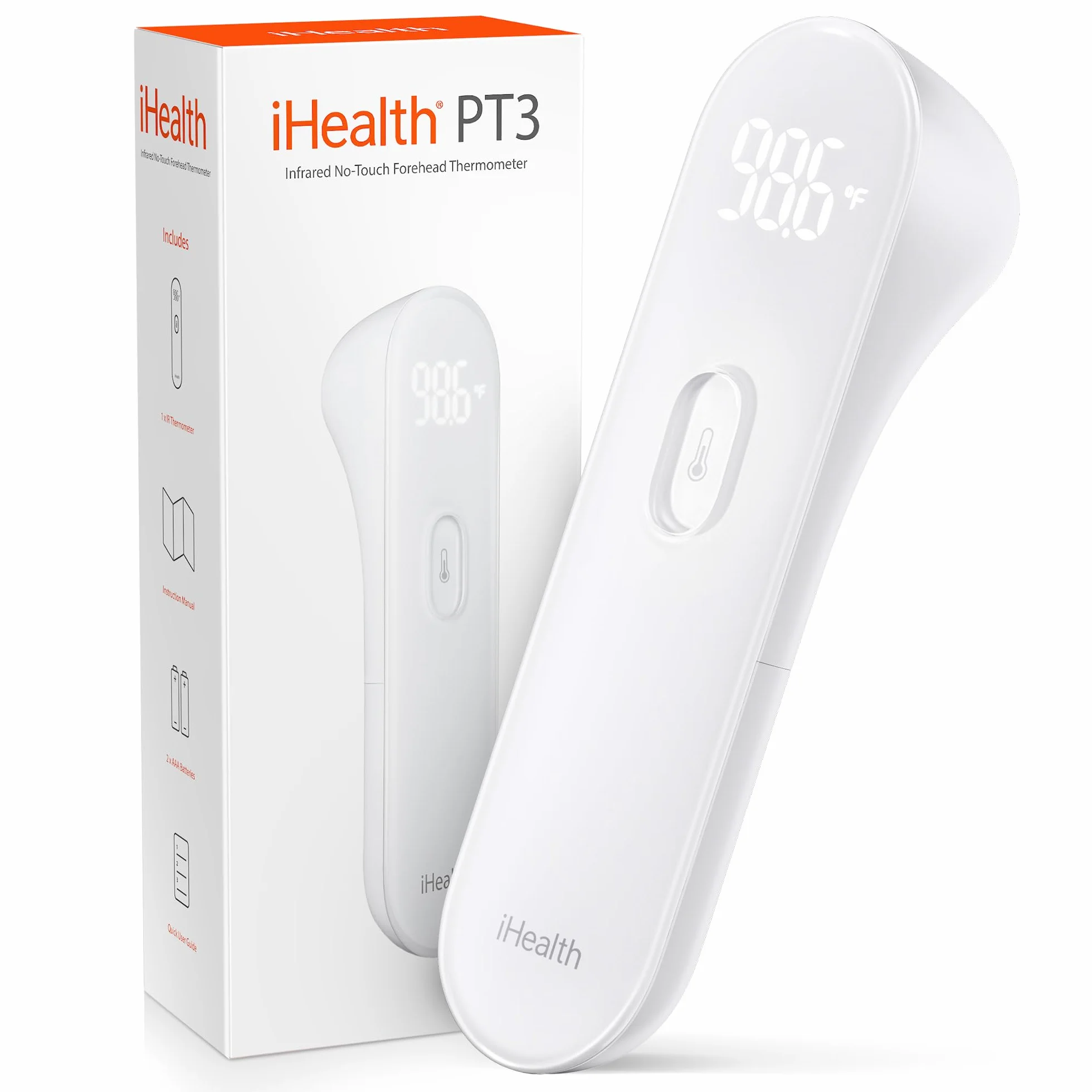 iHealth termometro della fronte a infrarossi digitale senza contatto per adulti e bambini con 3 sensori