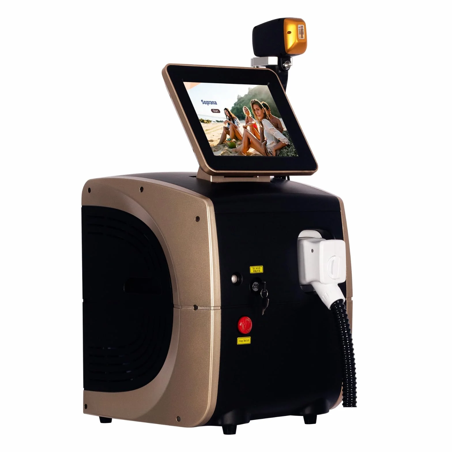 Macchinario per la Rimozione Permanente dei Peli, Laser Diodo 755nm, 808nm, 1064nm, Refrigerazione TEC, Spot 23 x 40 mm, Potenza 3000W, Sistema Operativo Intelligente