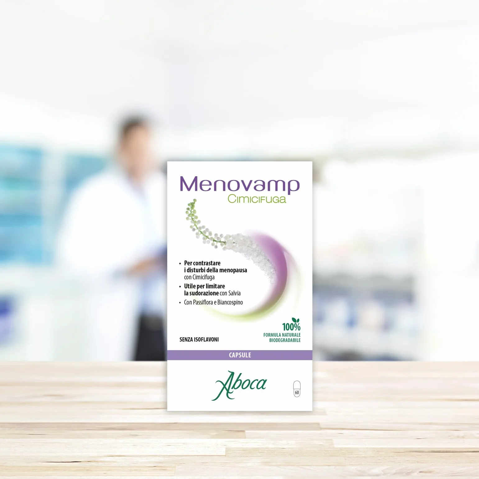 Aboca Menovamp Cimifuga Formula Potenziata Integratore per la Menopausa 60 Capsule