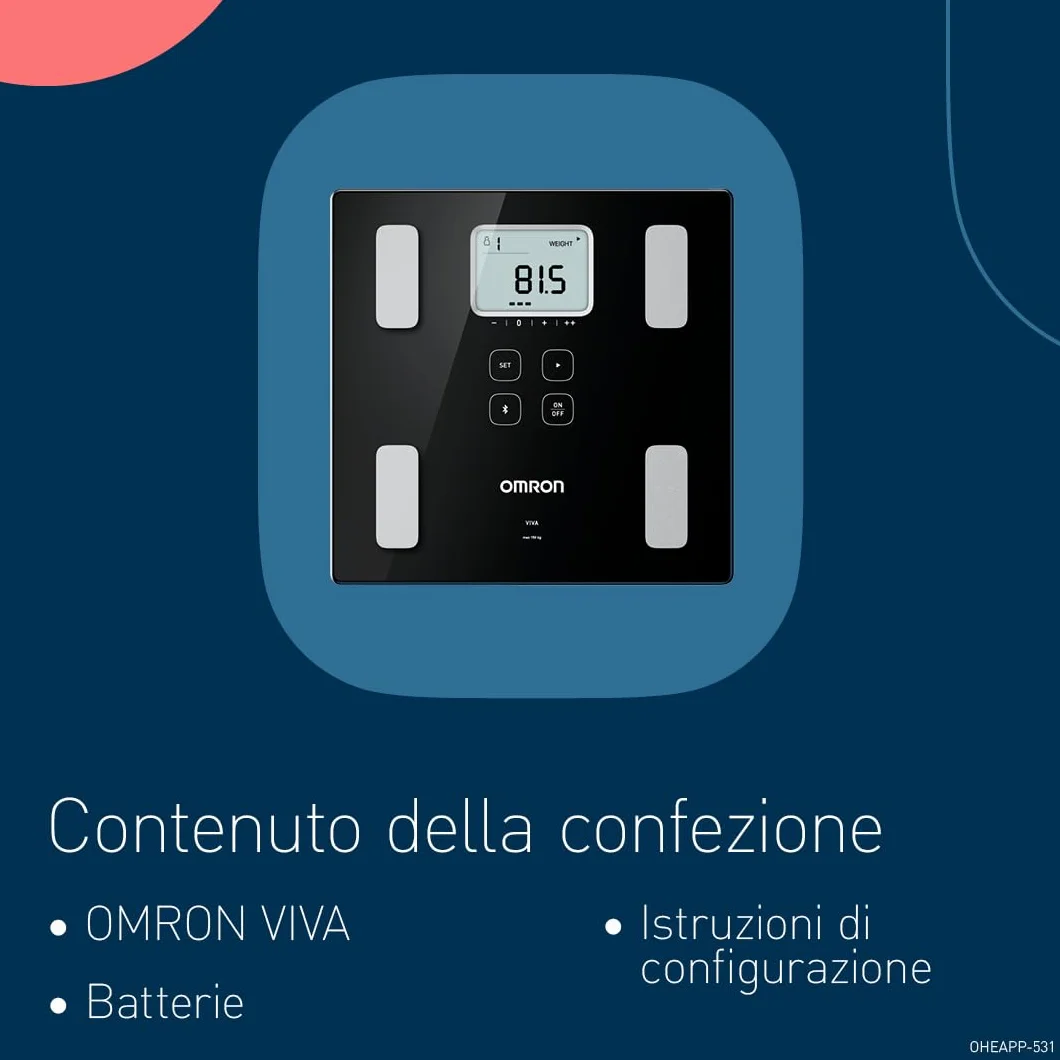 OMRON VIVA bilancia pesapersone digitale Bluetooth grasso viscerale muscoli metabolismo BMI