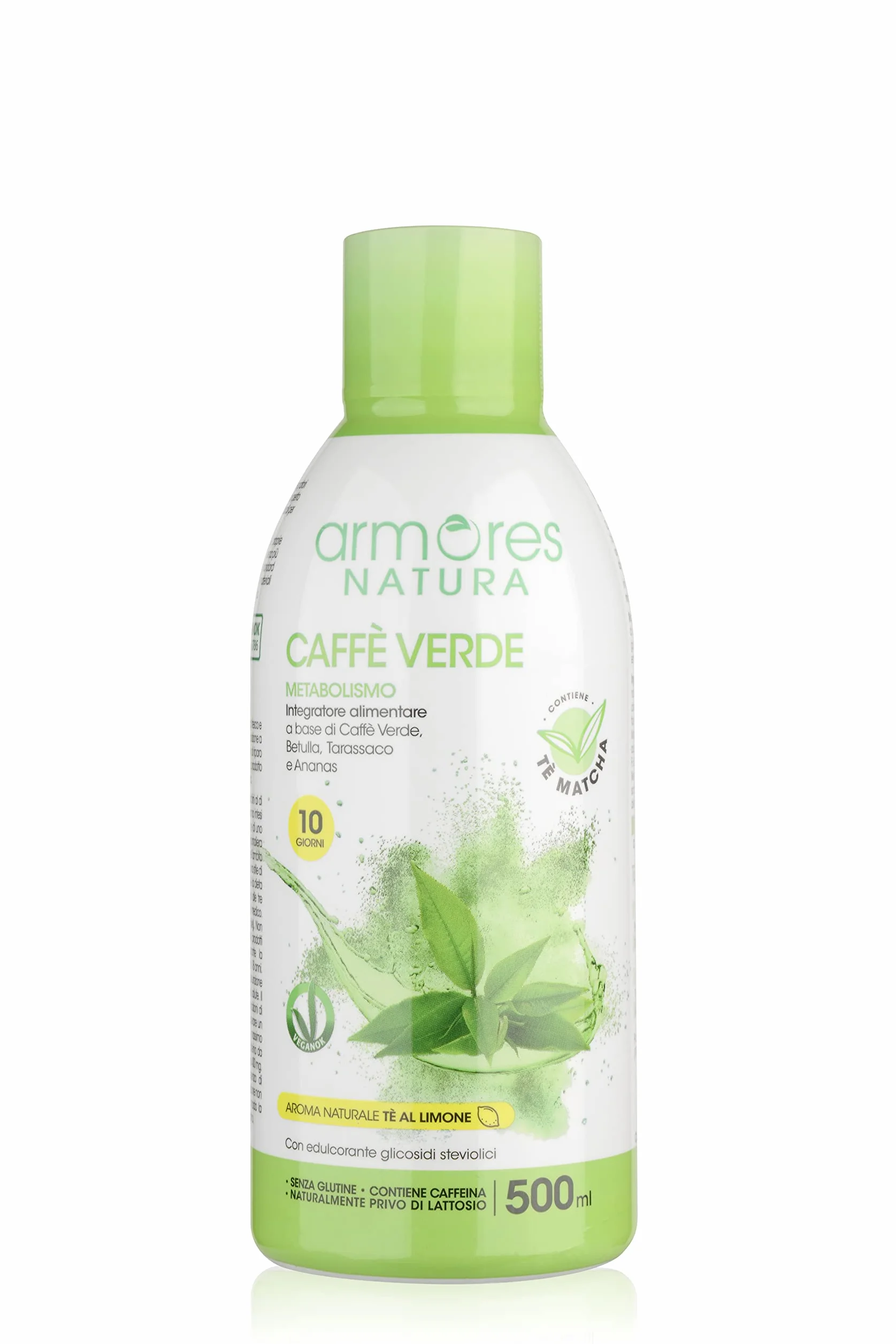 Armores Natura Integratore Alimentare Caffè Verde Betulla Tarassaco Ananas Tè Matcha Vegano Senza Glutine Lattosia Flacone 500ml