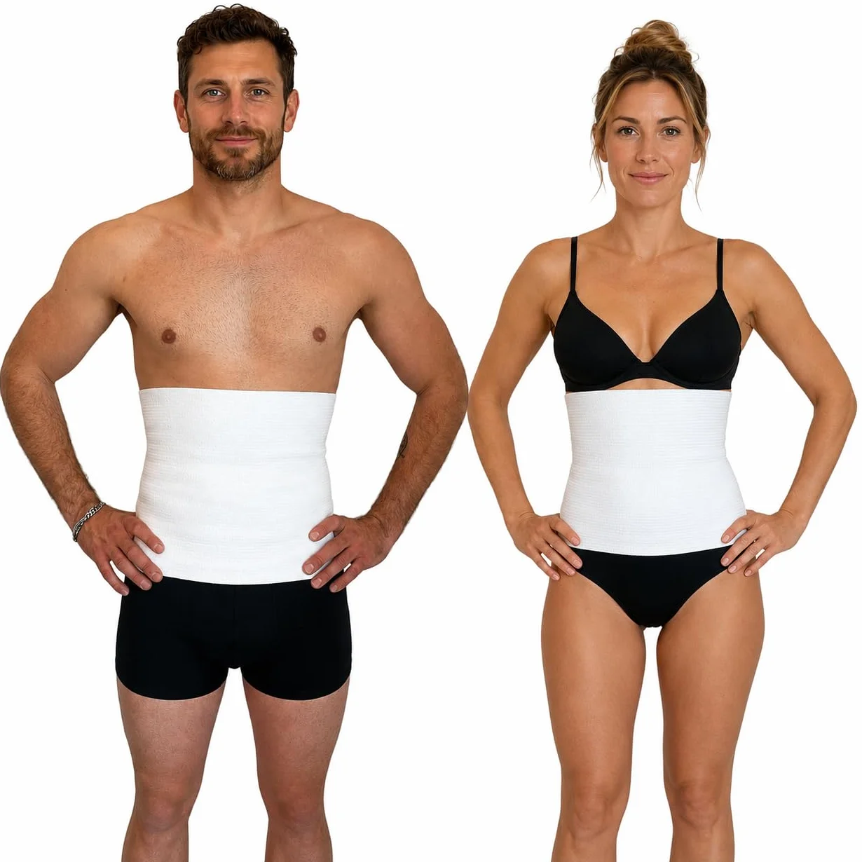 eMMe SQUARE - Fascia Lombare Estiva in Cotone Traspirante Unisex – Pancera Contenitiva, Supporto Schiena Addominale Elasticizzato Made in Italy – Ideale per l'Estate (L)