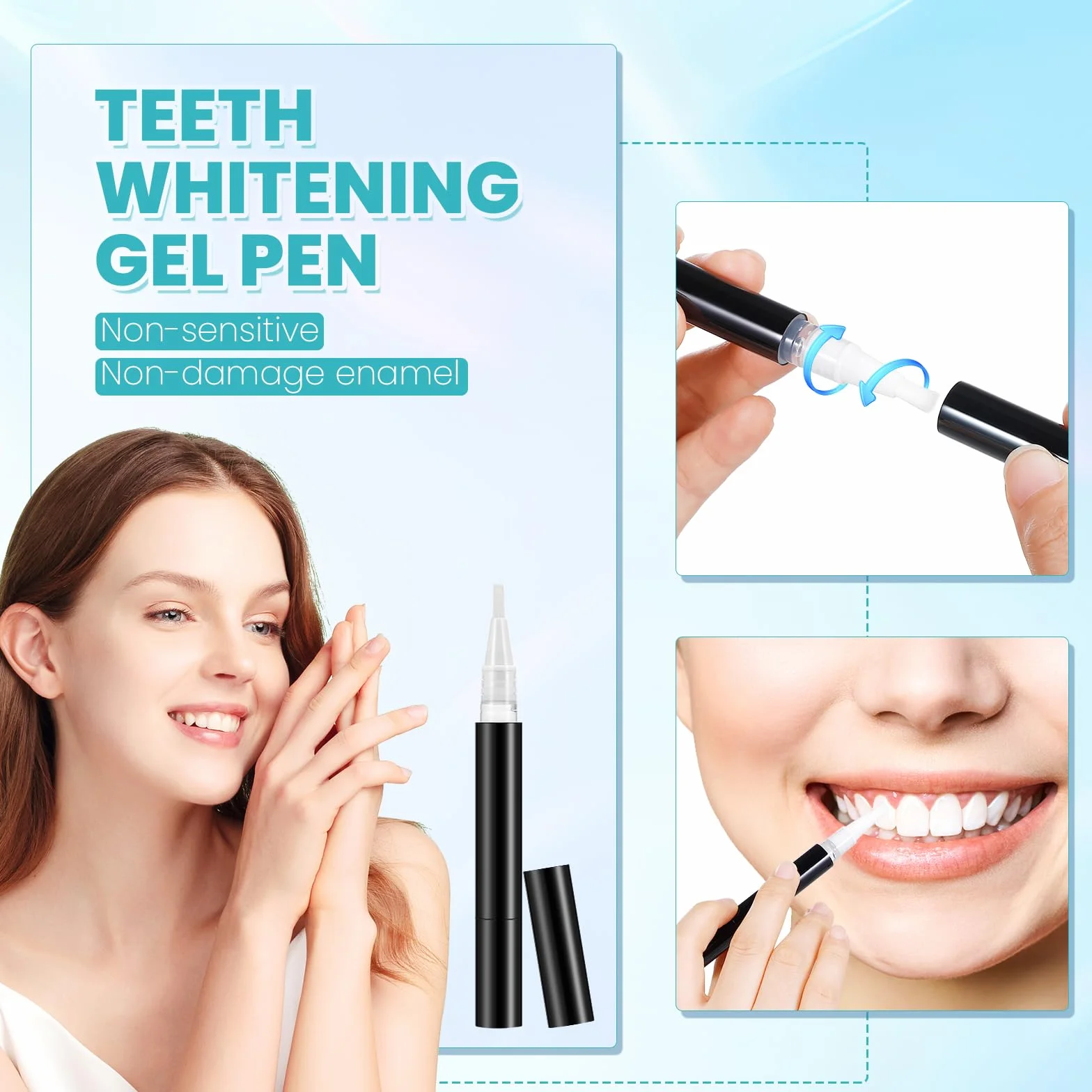 Kit Sbiancante Denti Professionale con 32X LED Lampada e 3 Gel, Rimuovi Macchie e Sbiancamento Immediato