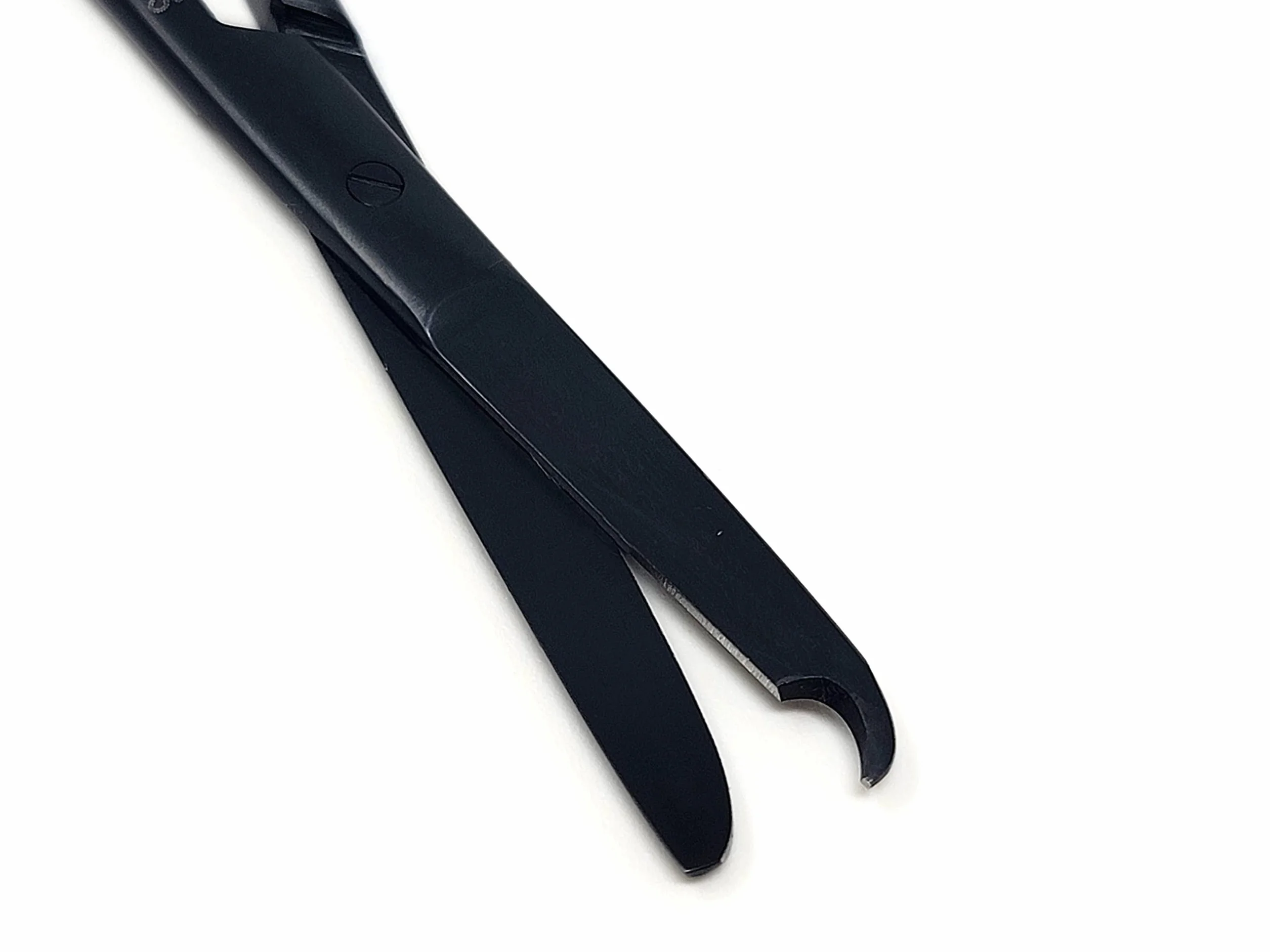 Forbici da sutura da 11,4 cm con gancio delicato a mezzaluna, perfette per la rimozione delle suture, primo soccorso, allenamento EMS e altro strumento di alta qualità, in acciaio inox (nero)