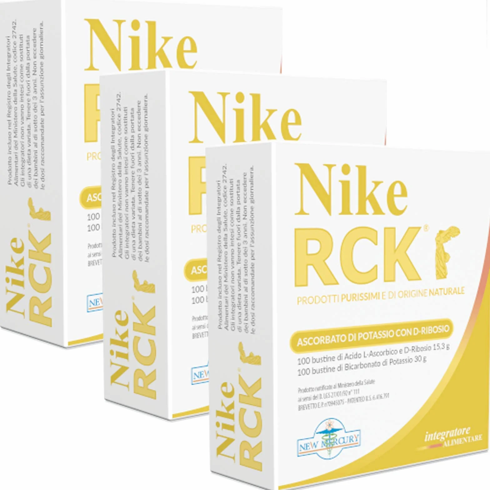 NIKE RCK ® Ascorbato di Potassio di potassio con D-Ribosio 100 dosi - New Mercury (3 Confezioni da 100 Dosi (200 Buste))