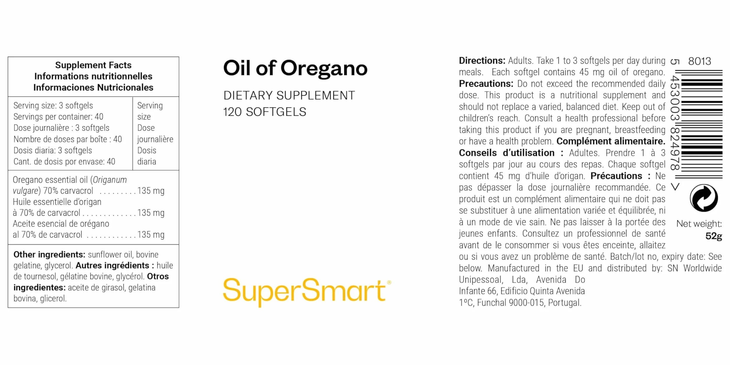 Olio essenziale di origano in capsule 70% carvacrolo SuperSmart