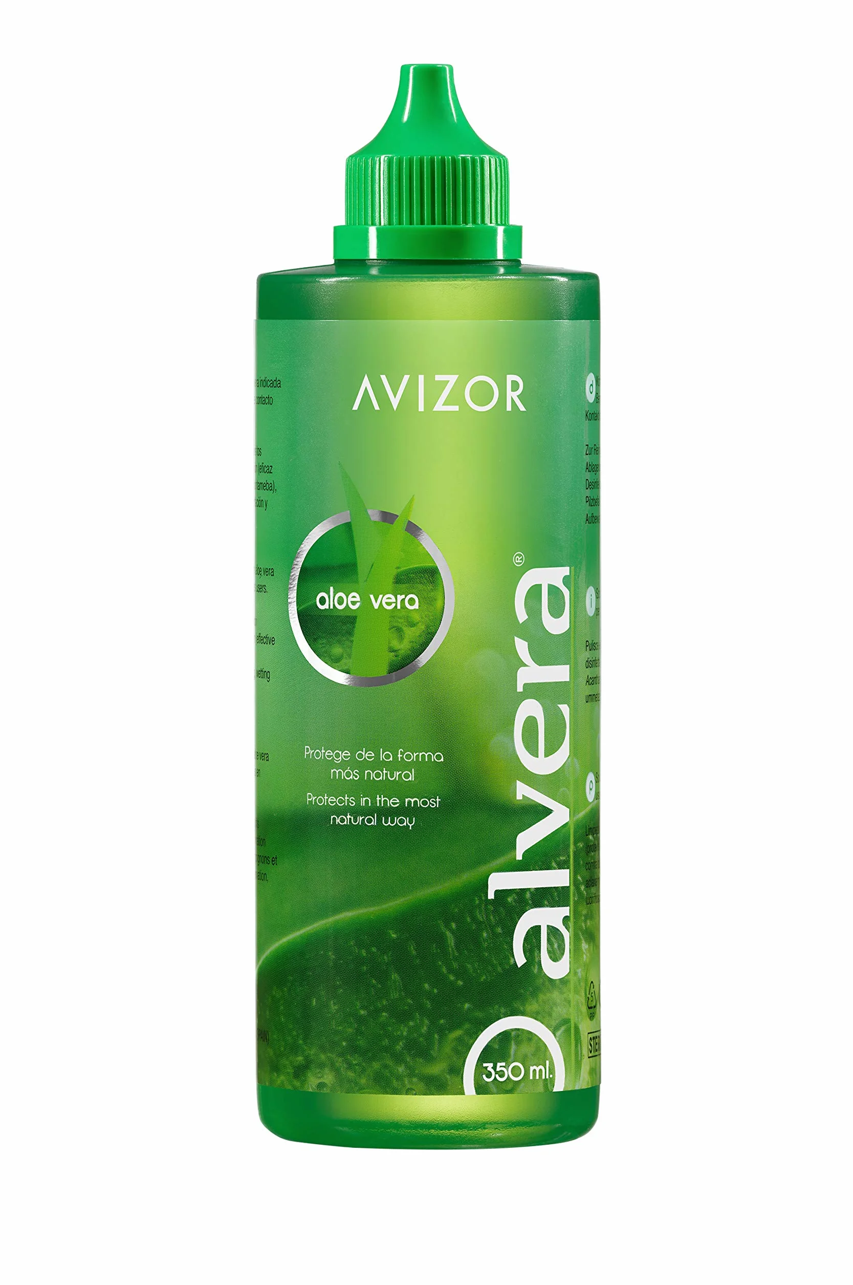 Avizor Liquido per lenti a contatto Alvera 2 × 350 ml con custodie. Soluzione per la pulizia e la disinfezione di tutti i tipi di lenti a contatto morbide.
