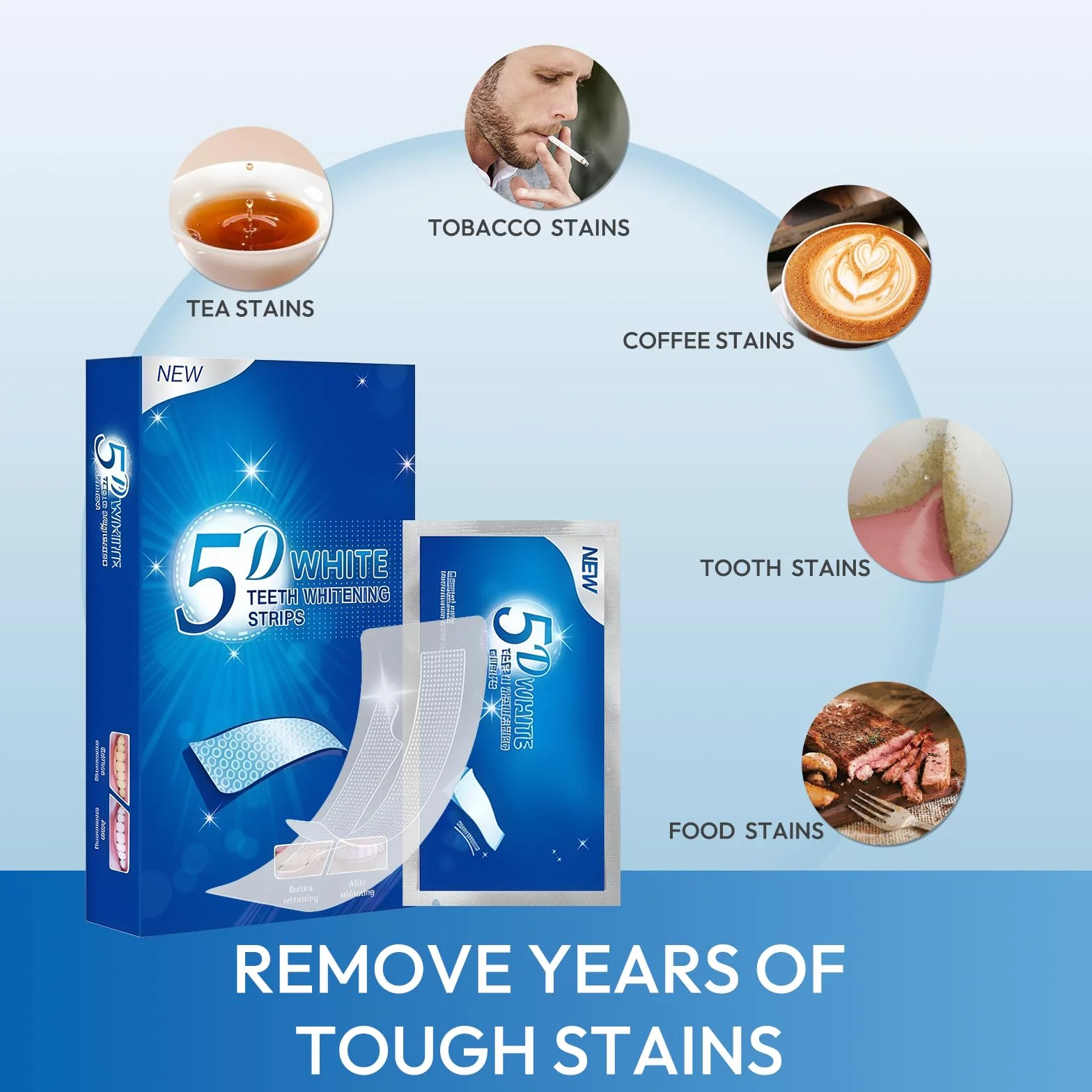 28 Strisce Sbiancanti Denti, Trattamento Sbiancante per Uso Domestico, Professionale Teeth Whitening Aiuta a Ridurre Macchie di Caffè, Tè, Vino, Rapido e Formula Delicata alla, Menta