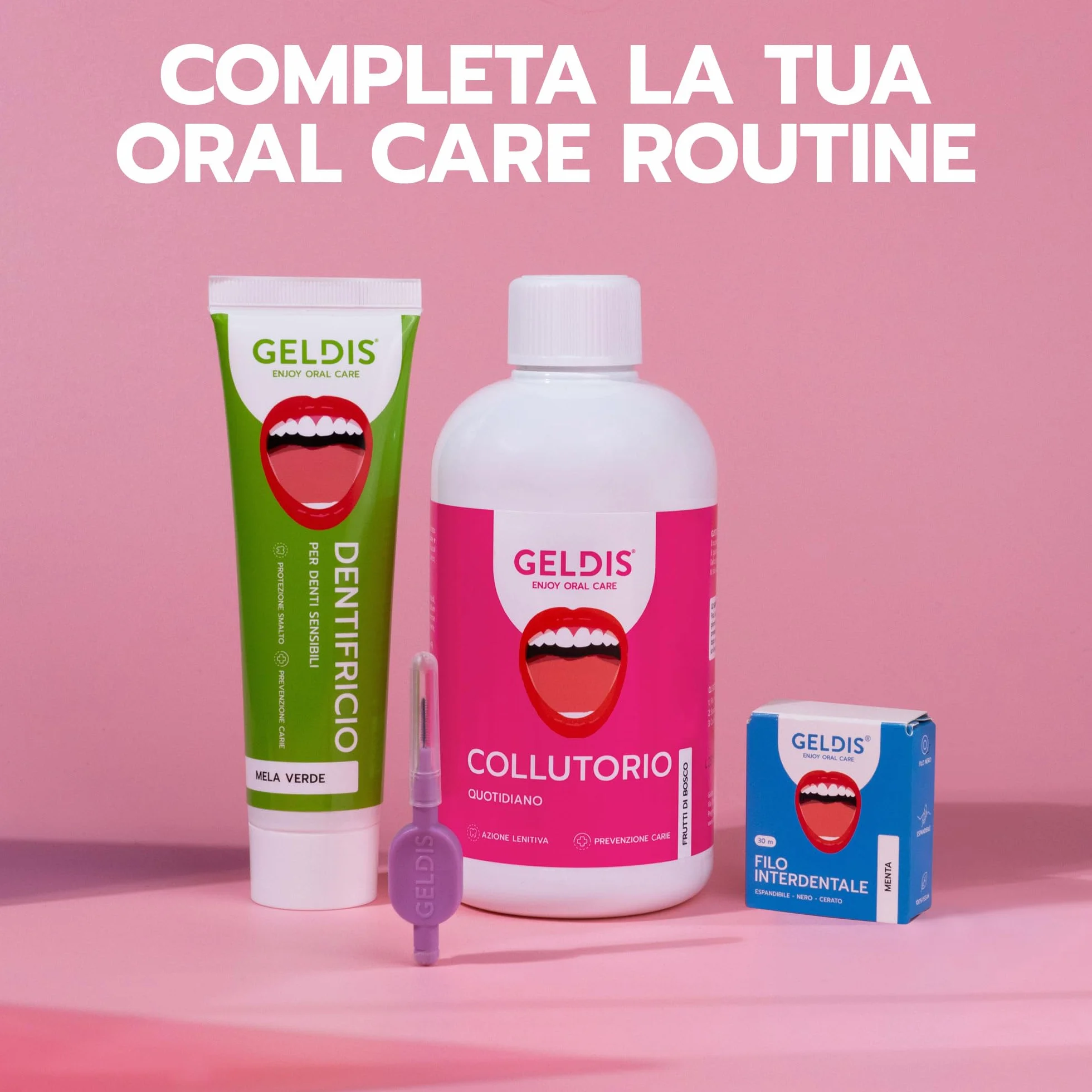 GELDIS Collutorio senza Alcool 500 ml con Fluoro, Aloe Vera ed Equiseto