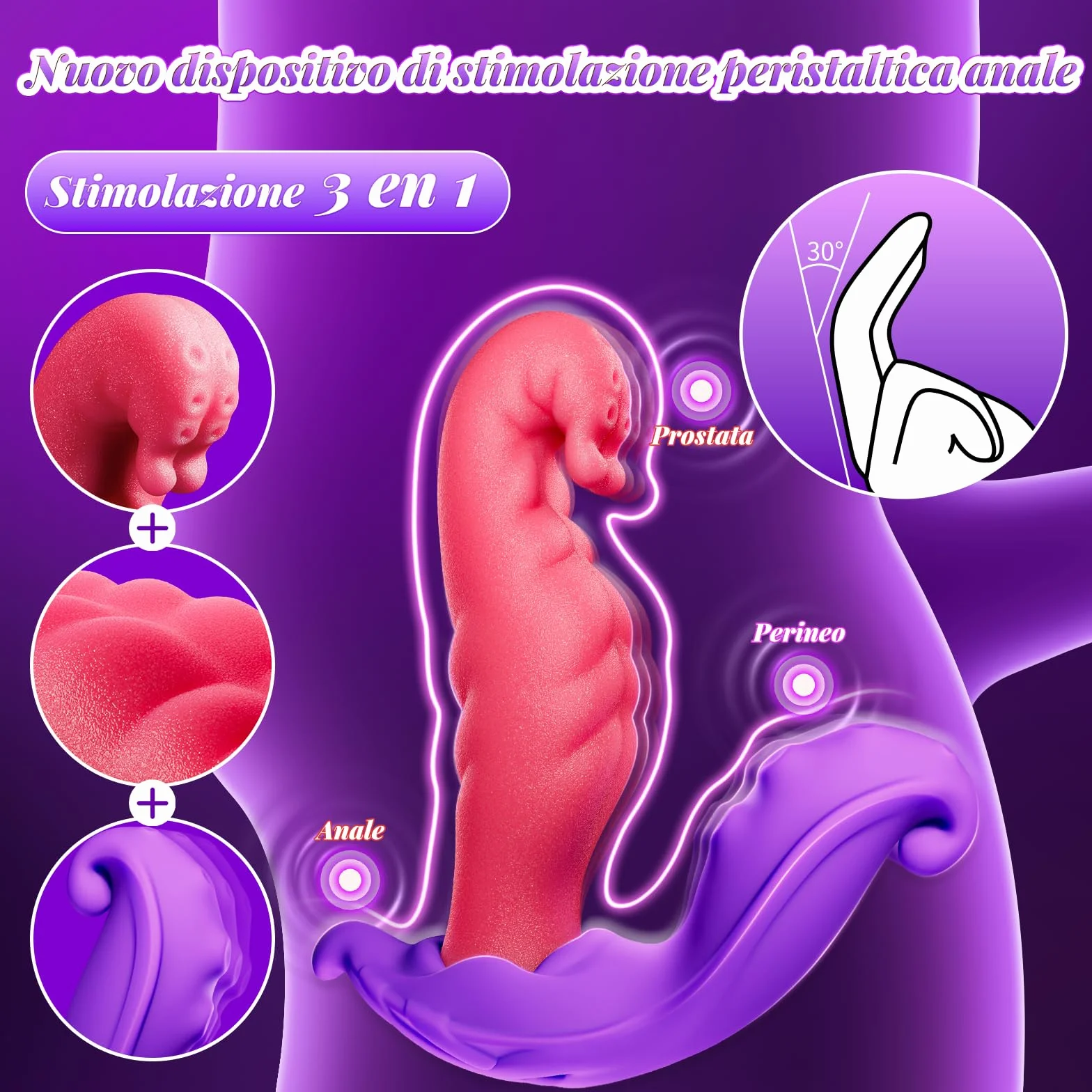 Vibratore per Masturbatore Uomo, Stimolazione Prostatica per Uomini con 5 Funzioni di Urto Peristaltico e 8 Vibrazioni, Plug Anale Dilatatore Donna, Vibratore Anale per Uomini e Coppie Sex Toys