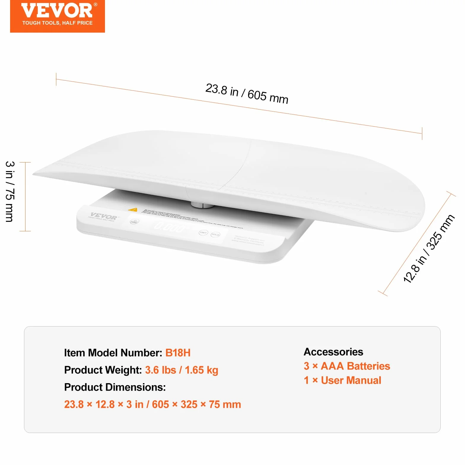 VEVOR Bilancia Intelligente Bluetooth per Neonati 2 in 1, Digitale con Vassoio Staccabile, Hold e Tare, 30 kg