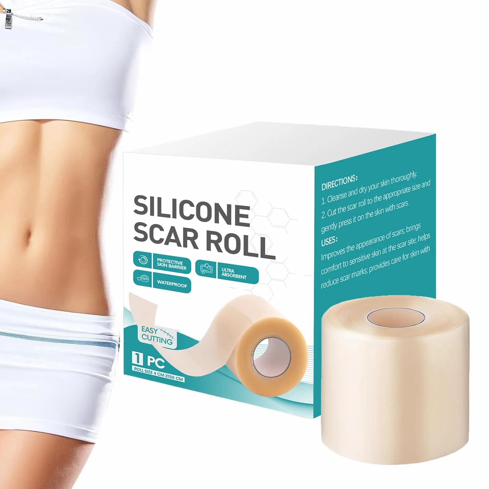 Fogli di cicatrici in silicone per viso, nastro guarigione ustioni, strisce riparazione veloce