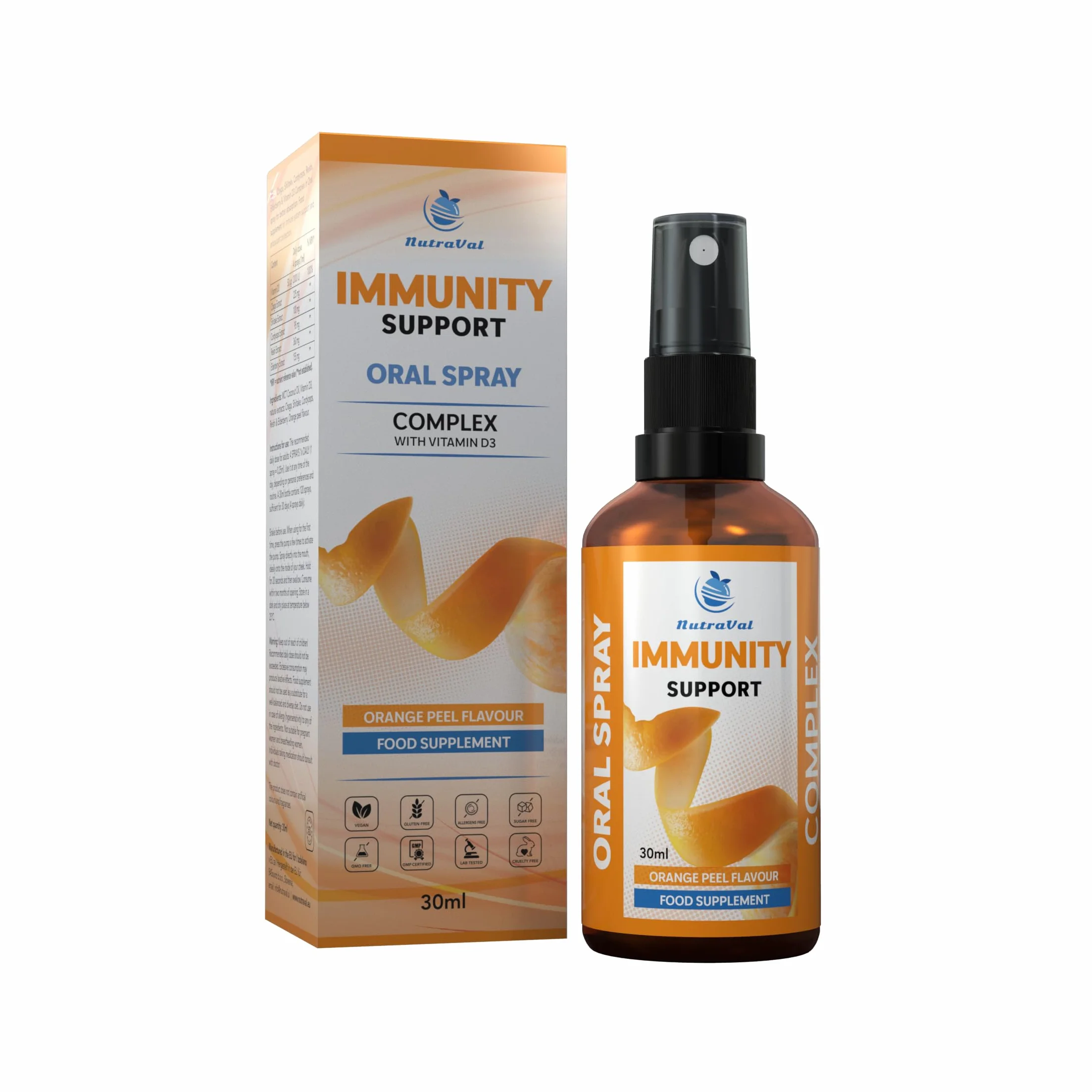 Spray Immunità con Complesso di 4 Funghi | Chaga, Reishi, Shiitake & Cordyceps | Vitamina D3 2000 UI – Immunità, Ossa & Muscoli | Sambuco Nero | Assorbimento Rapido – Senza Compresse | Vegano | 30 ml